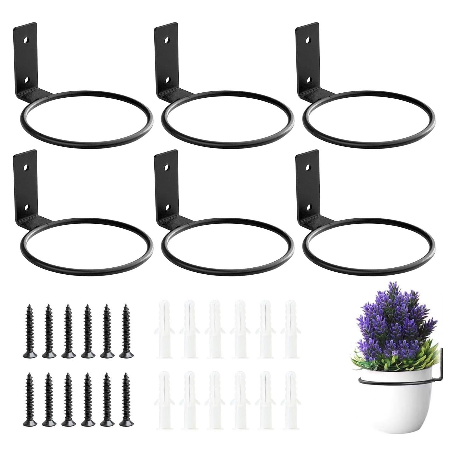 Wall Plant Holder,4 Inch Wall Mounted Plant Holder,Plant Wall Mount,Plant Pot Holder,Wall Planters for Indoor Plants (6 Pack)