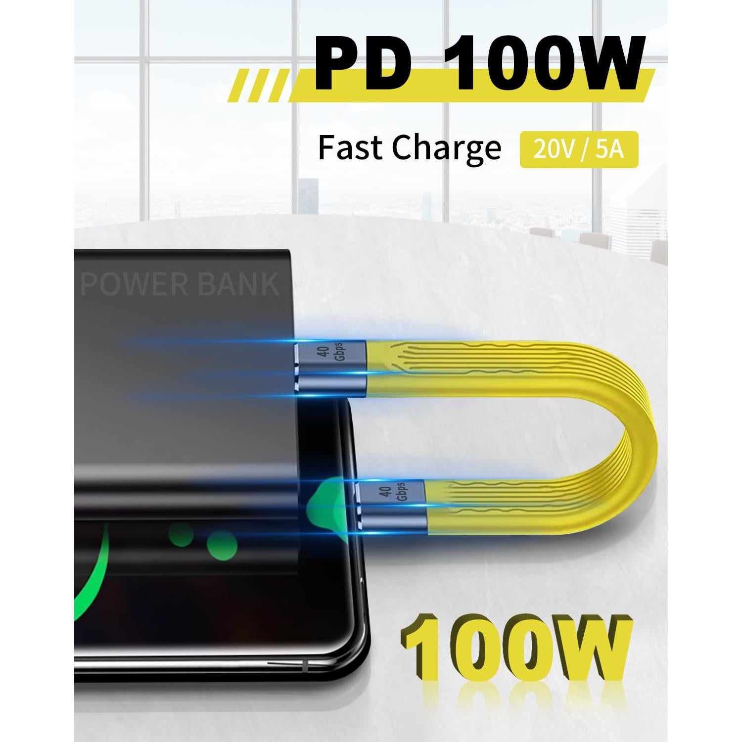 Cable corto USB C a USB C Duttek 12.7cm 40Gbps 8K 100W PD