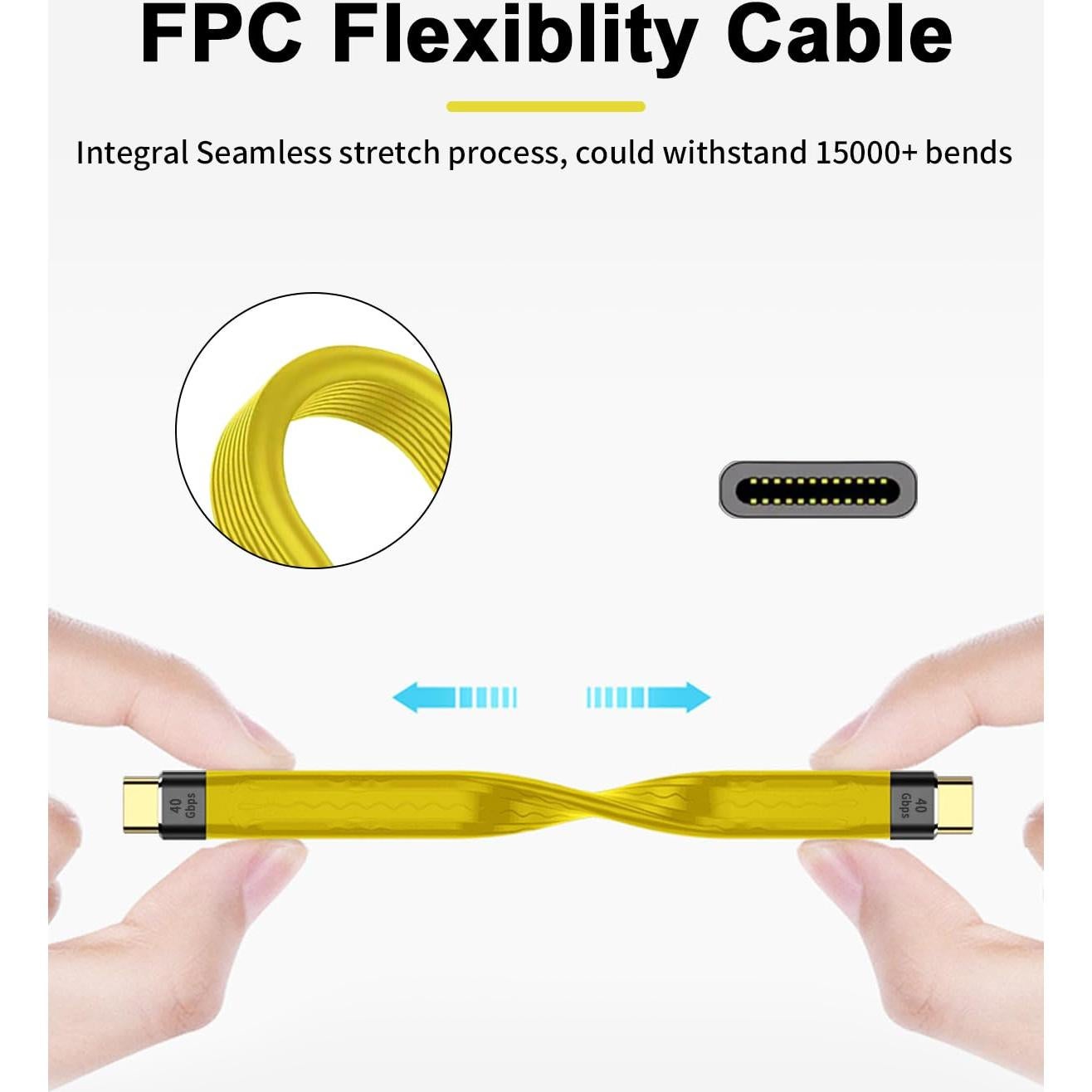 Cable corto USB C a USB C Duttek 12.7cm 40Gbps 8K 100W PD