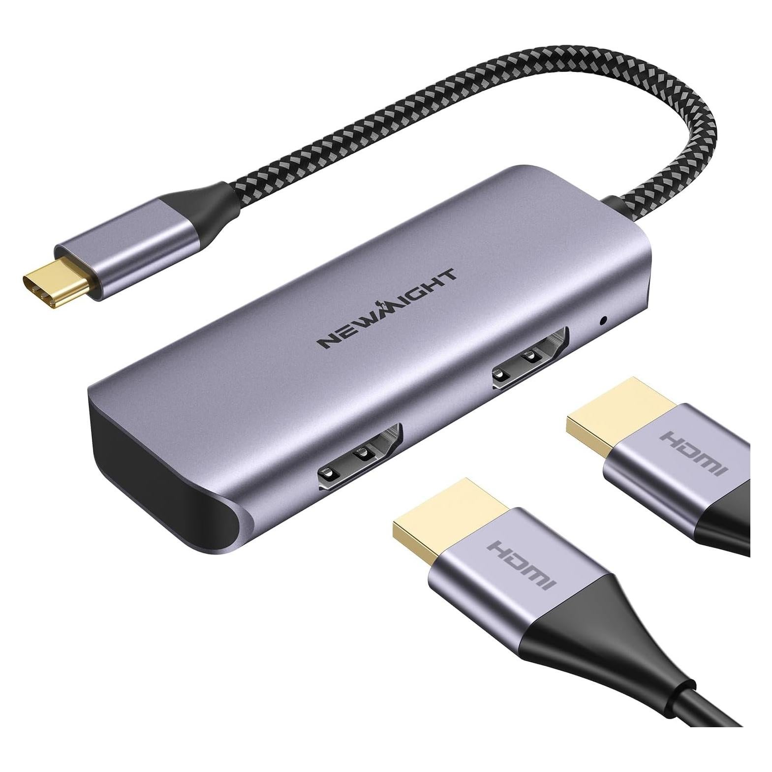 Adaptador USB C a Doble HDMI Newmight 4K 60Hz Gris