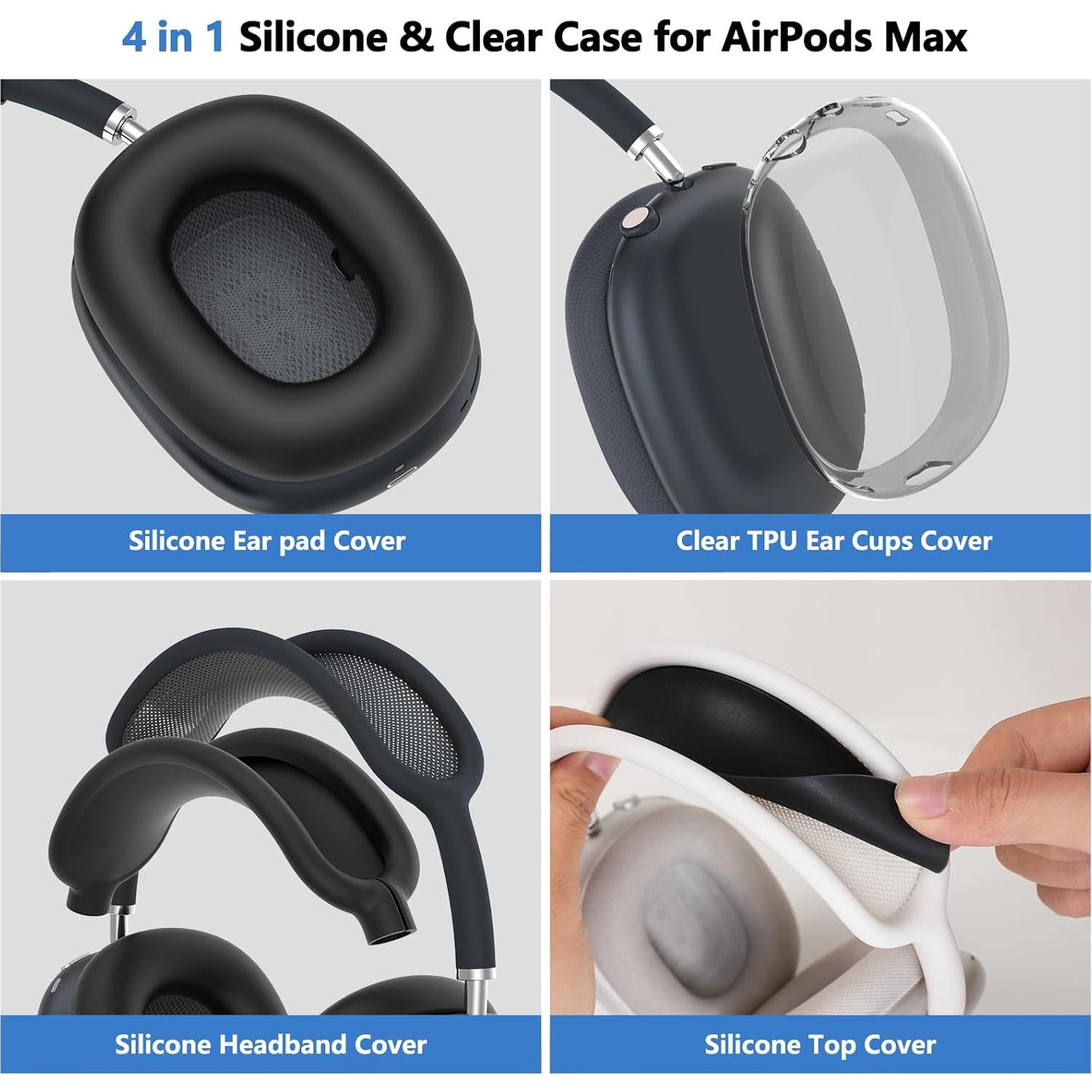 Funda 4 en 1 para AirPods Max Polislime, TPU y Silicona Negra