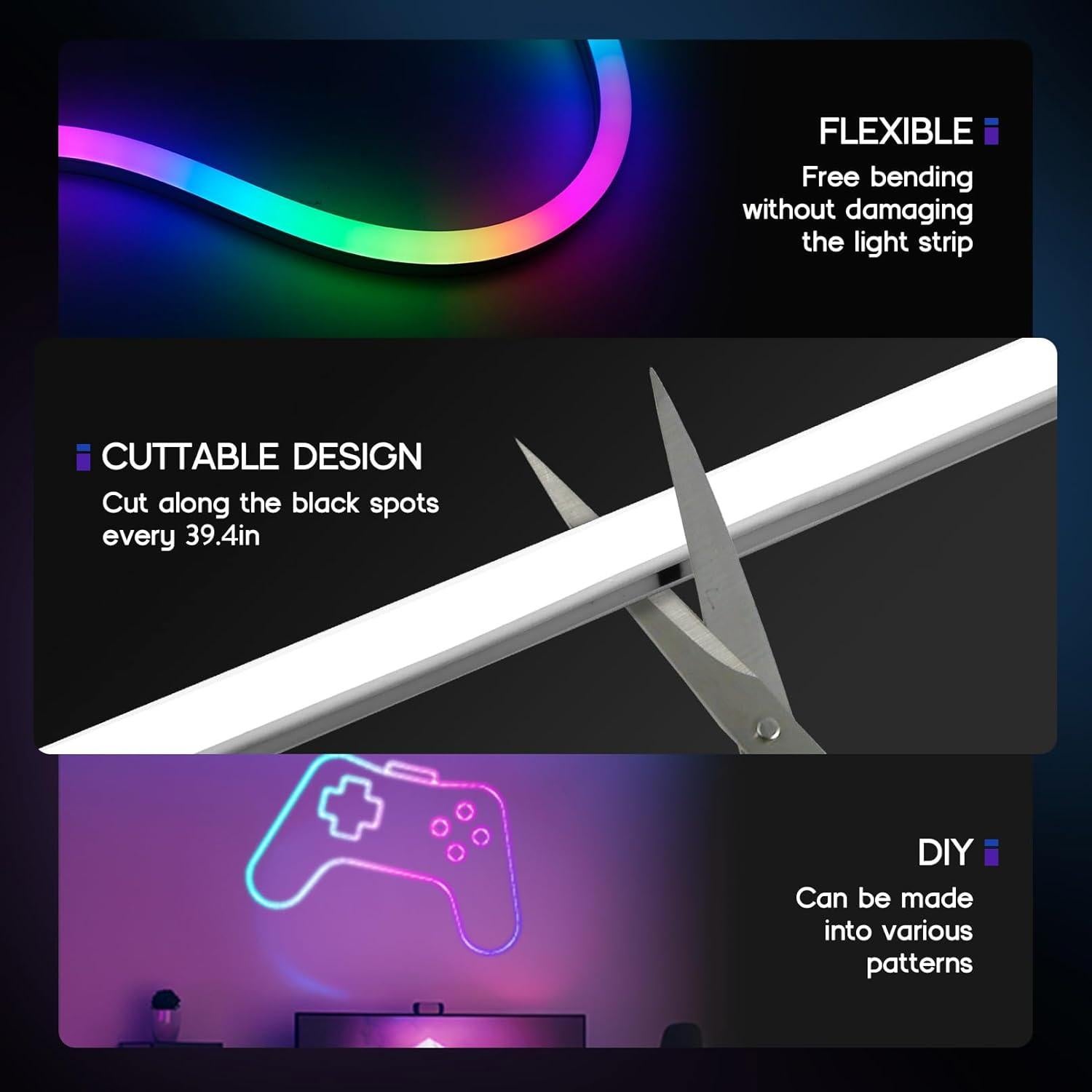 Luces de Neón LED VOEWT 9.8FT Control Remoto APP IP65