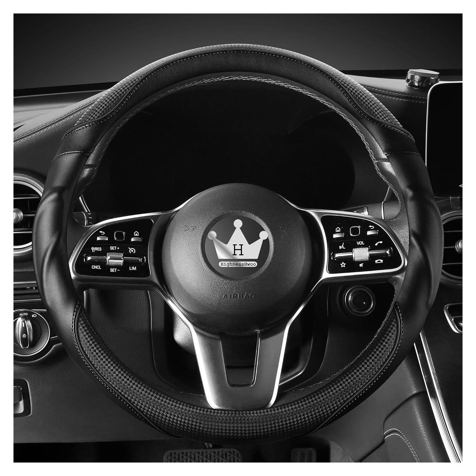 Funda de Volante 3D HighnessHwoo Negro Antideslizante 37.5-38.5cm