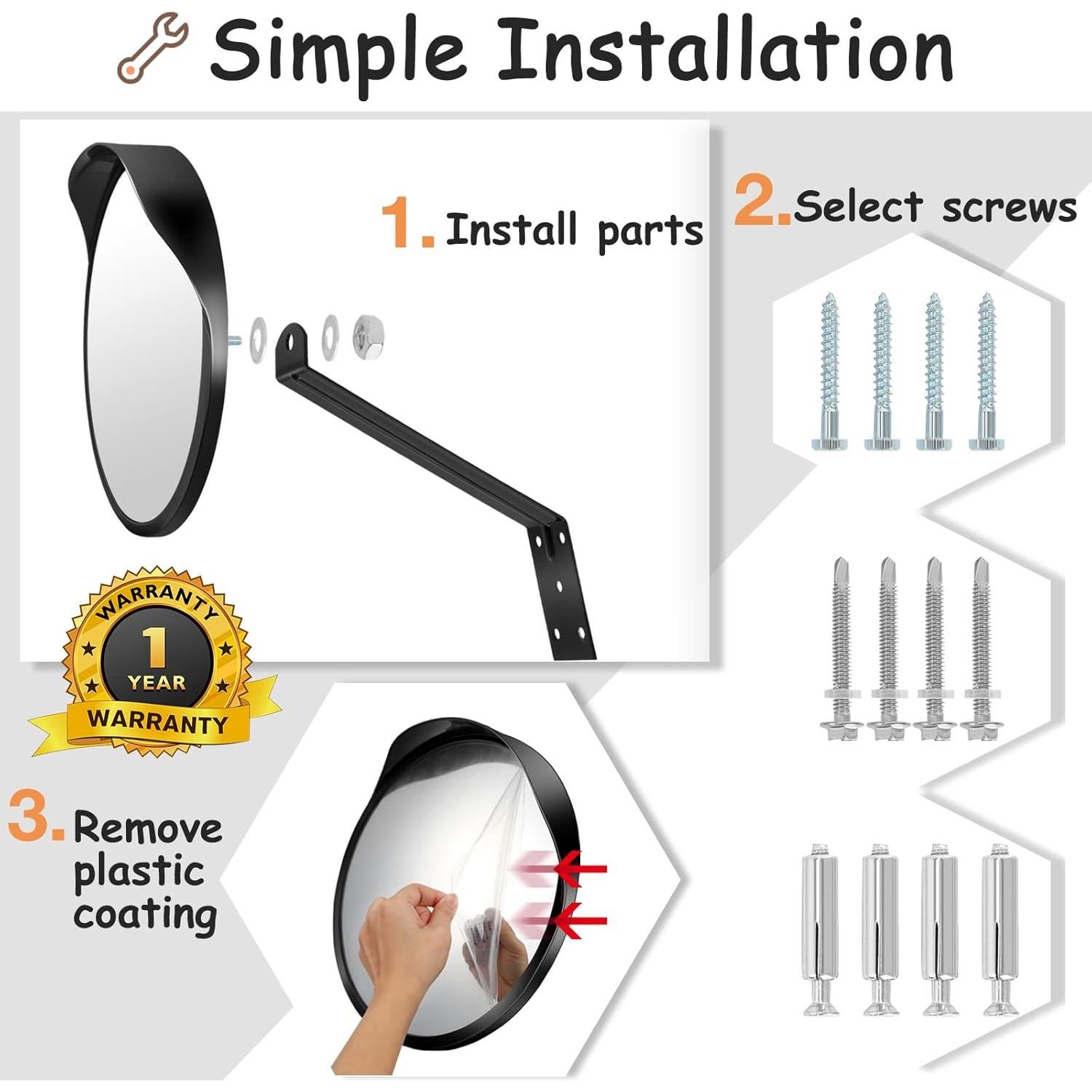 Espejo Convexo Acrílico 30.48 cm Hydencamm Ajustable Seguridad