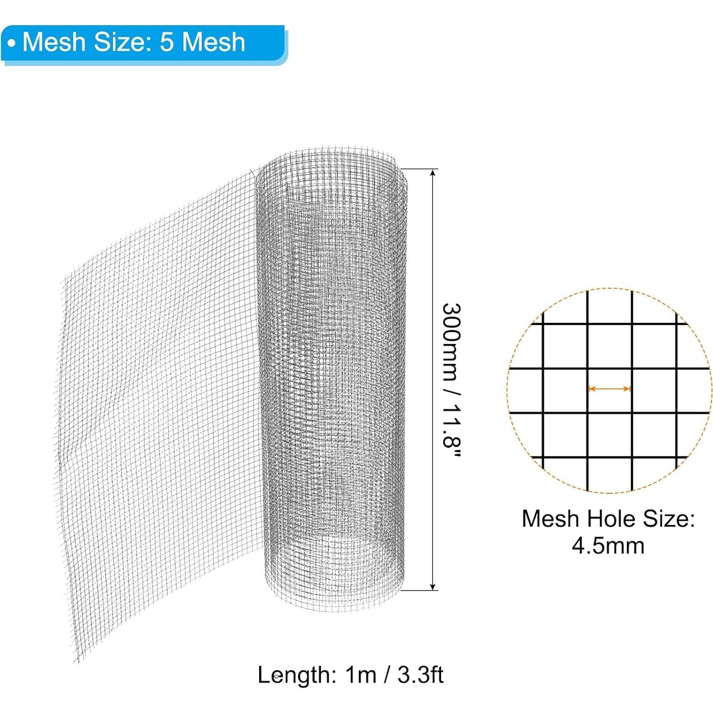 Malla de Alambre Tejida Acero Inoxidable PATIKIL 304 30x100cm