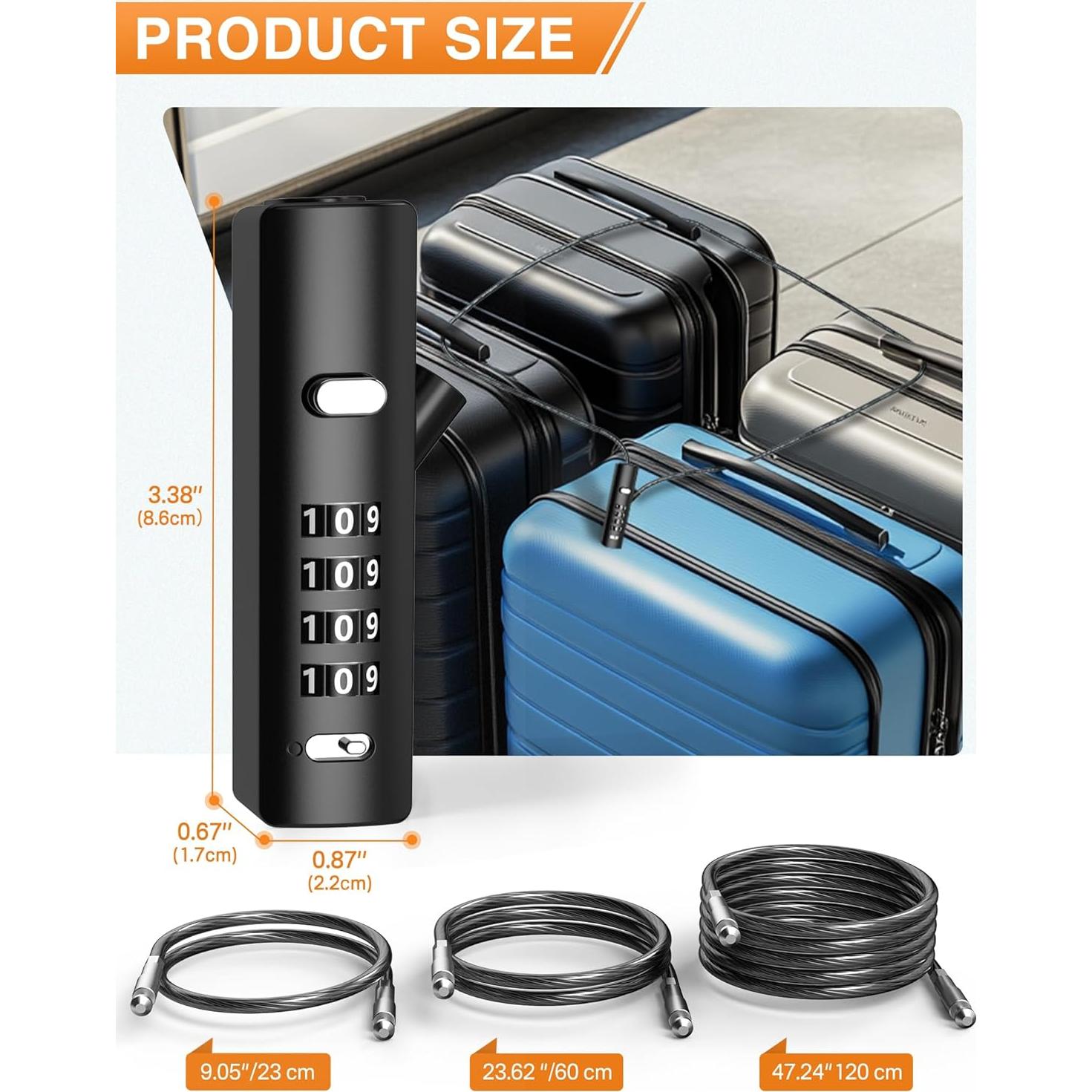 Candado de Combinación I-EASYDWW 4 Dígitos con 3 Cables de Acero