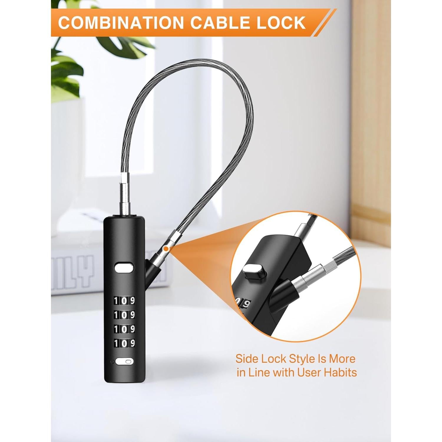 Candado de Combinación I-EASYDWW 4 Dígitos con 3 Cables de Acero