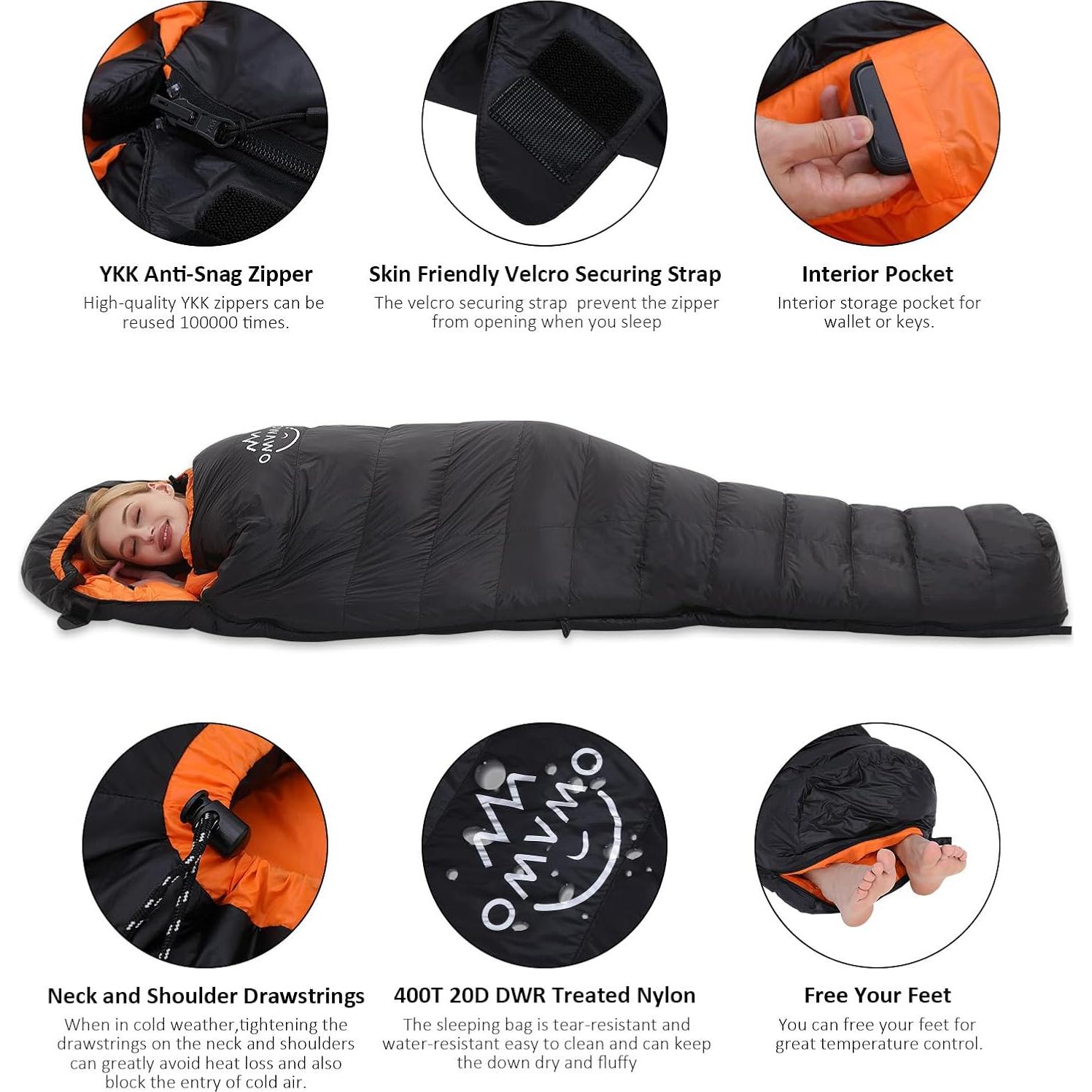 Saco de dormir OMVMO 0°C para camping y senderismo