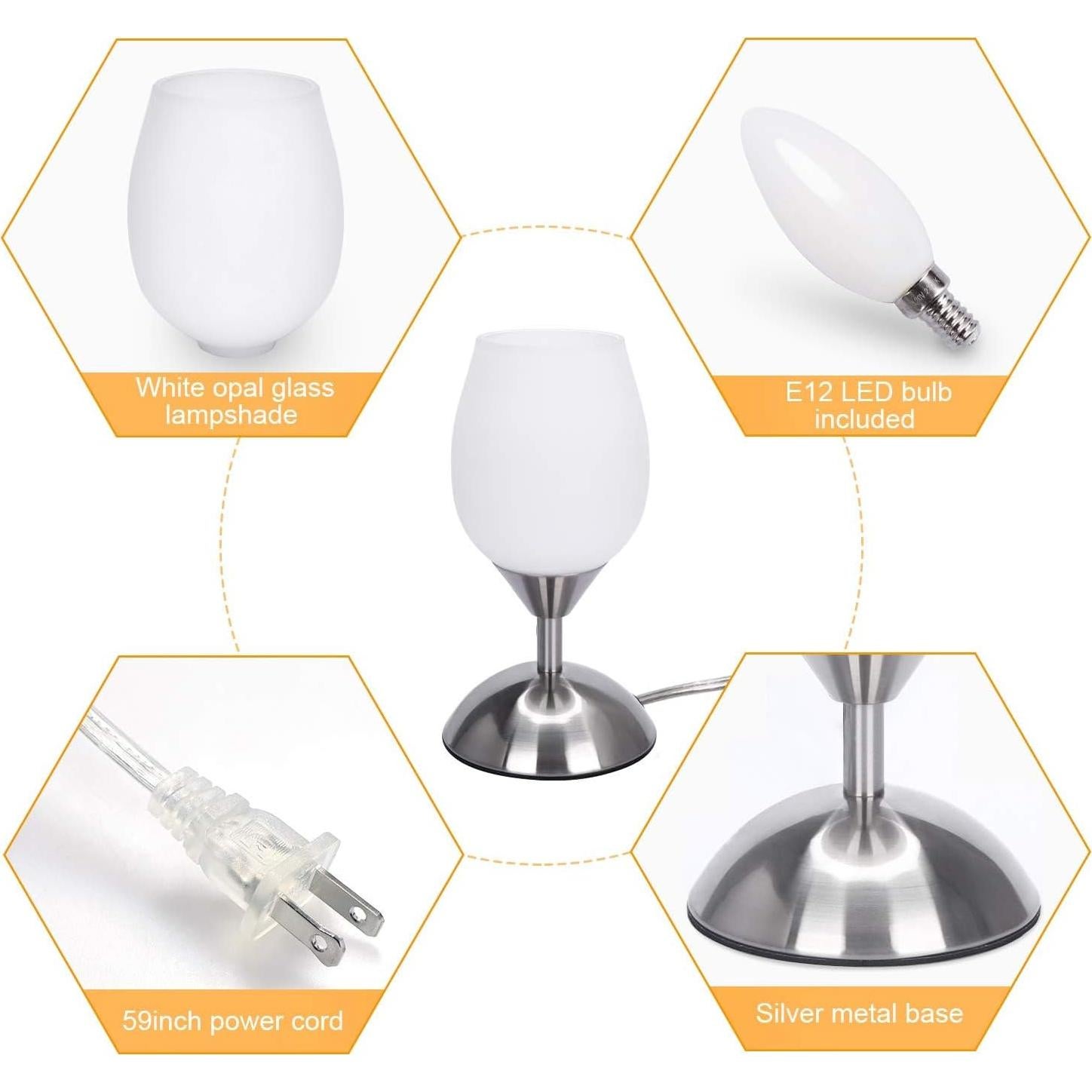 Lámpara Táctil Dimmable Boncoo Cup-Lamp-W Plata 21.2cm