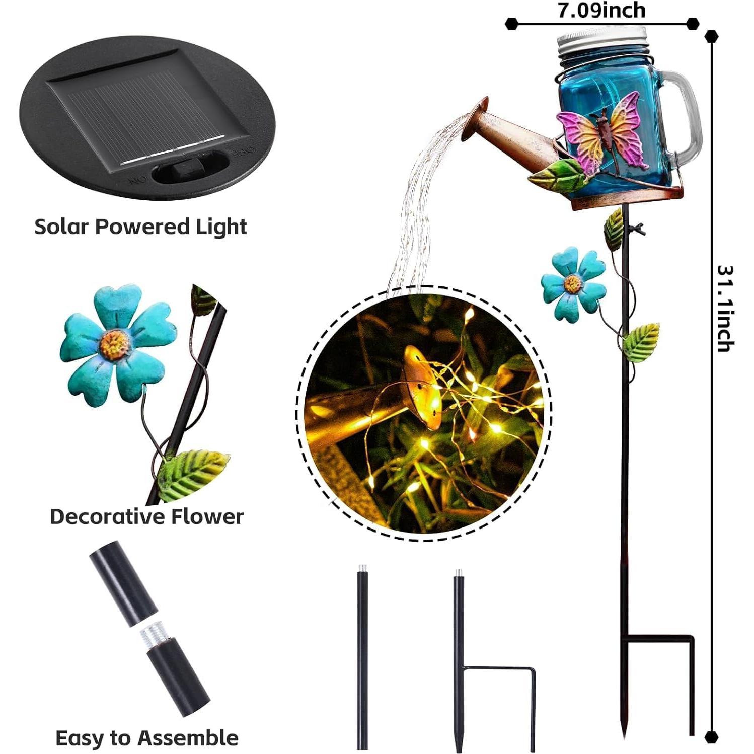 Luz de Regadera Solar SRNPMIU con Mariposa, IP45, 21cm