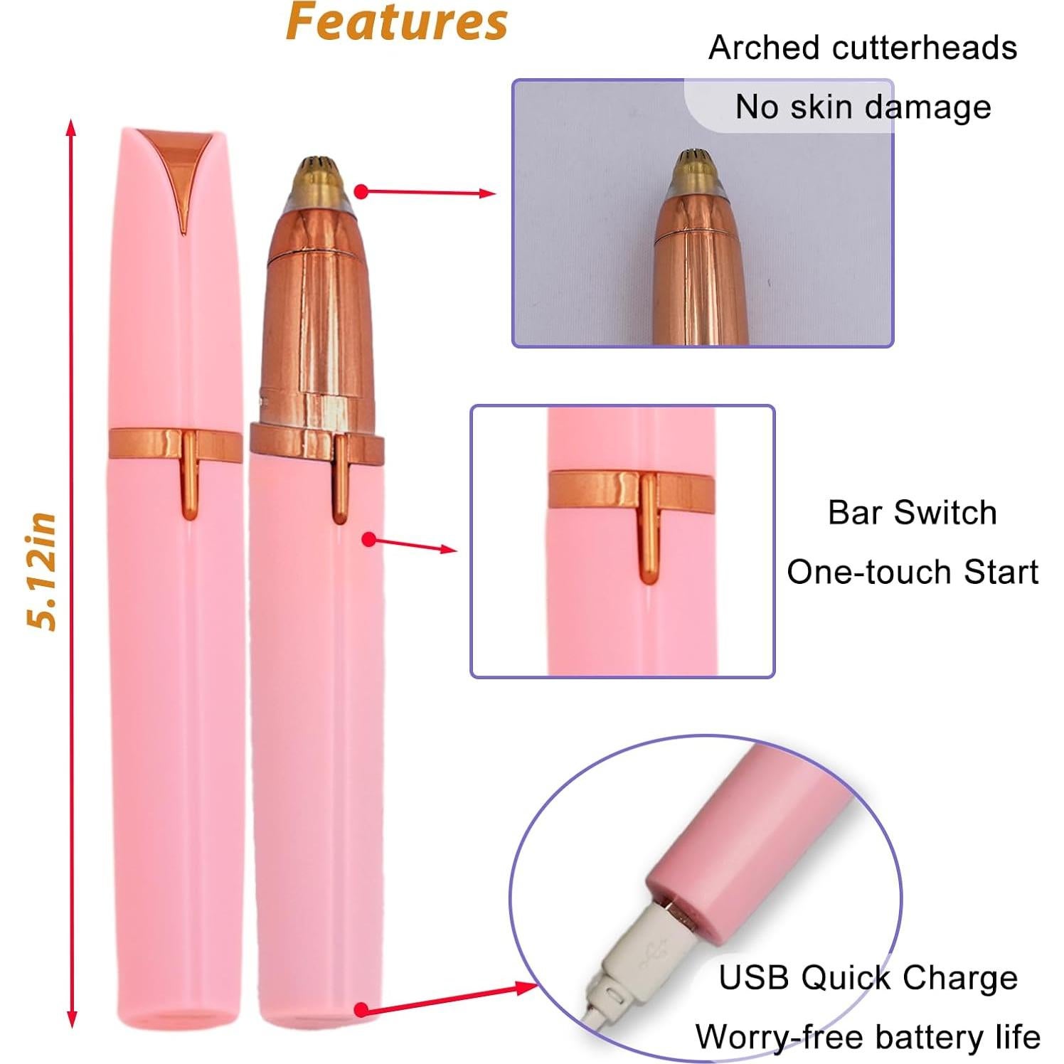 Removedor de Vello de Cejas Recargable USB LiXiongBao Rosa