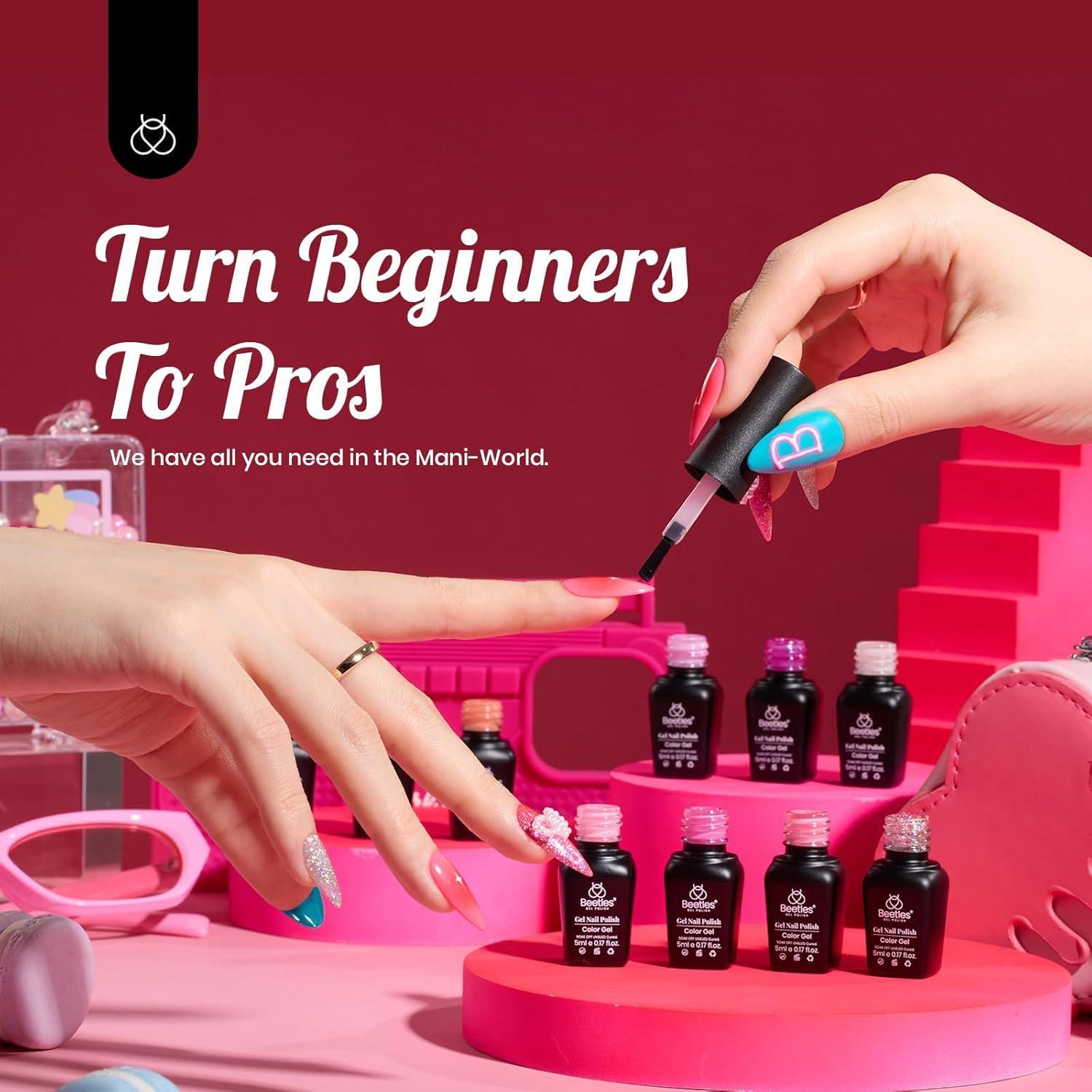 Set de Esmalte de Gel Beetles 20 Colores Rosa y Brillo