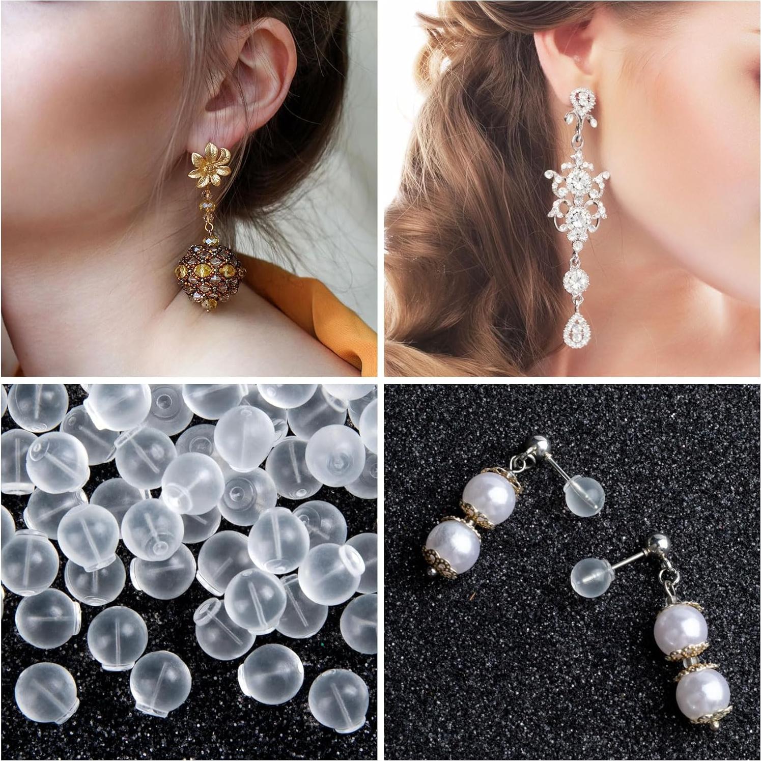 50 Copas de Seguridad Transparentes Alpinleux para Aretes 6mm