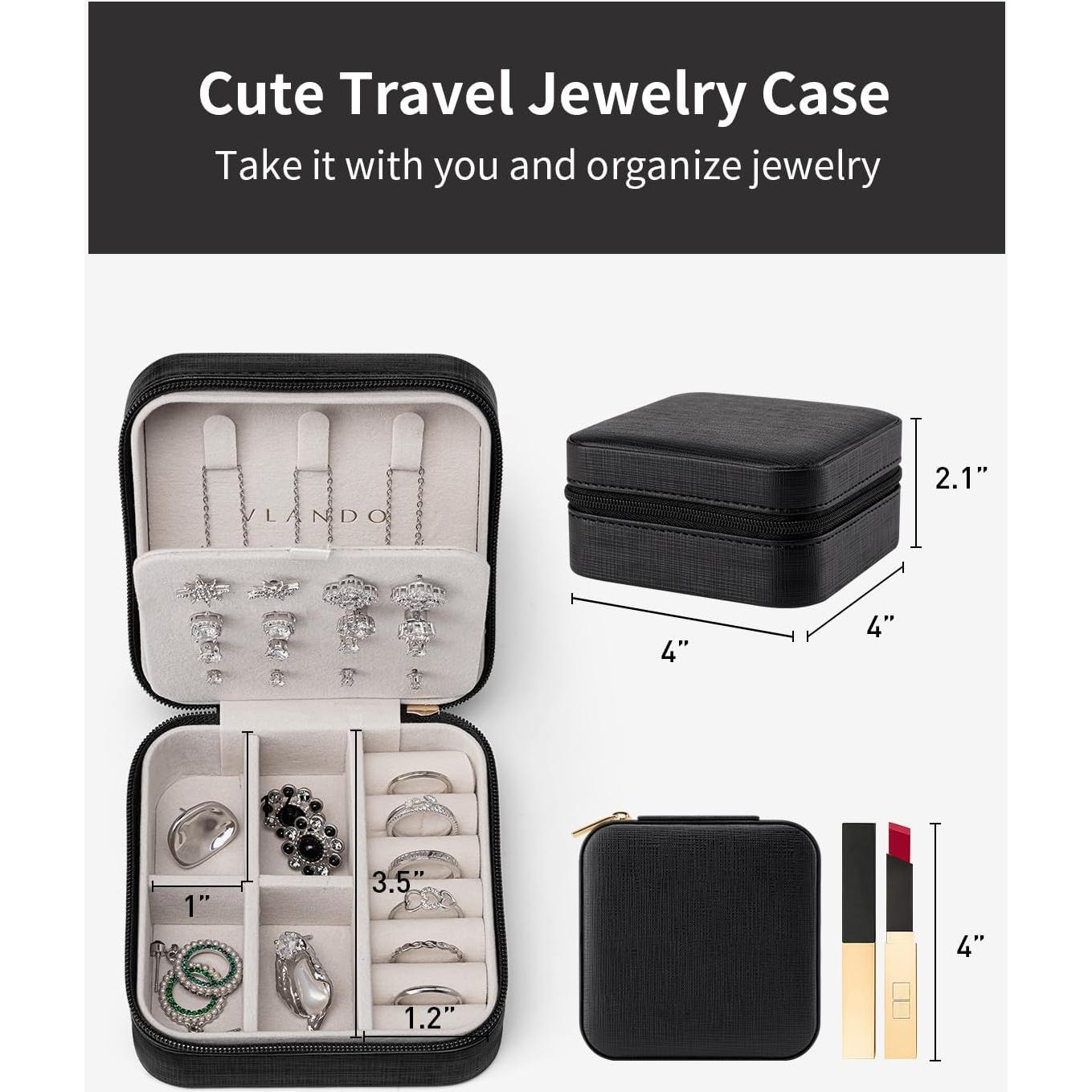 Estuche de Joyería de Viaje Vlando Negro 10.2x10.2x5.3cm