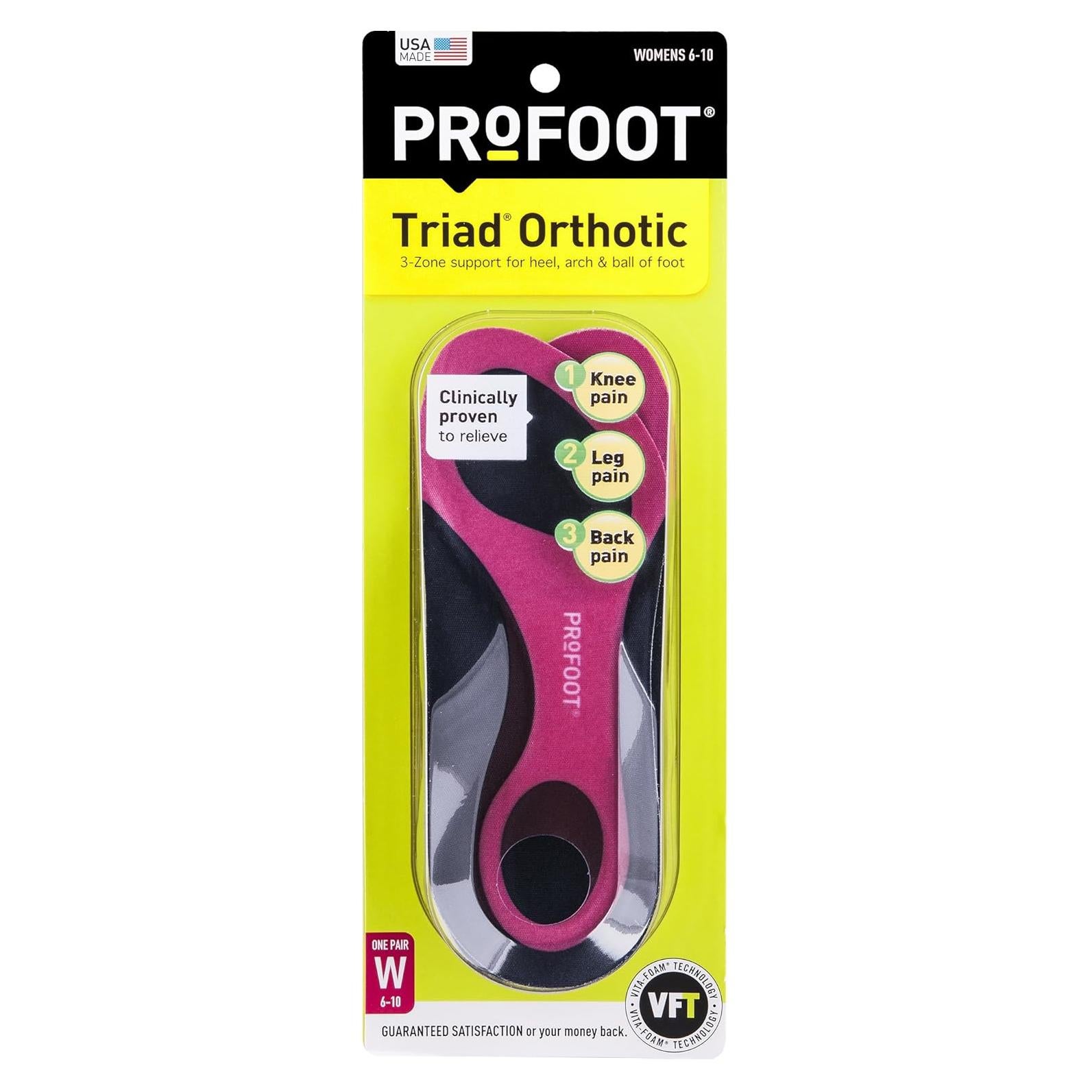 Plantillas Ortopédicas ProFoot Triad Mujeres Talla 6-10