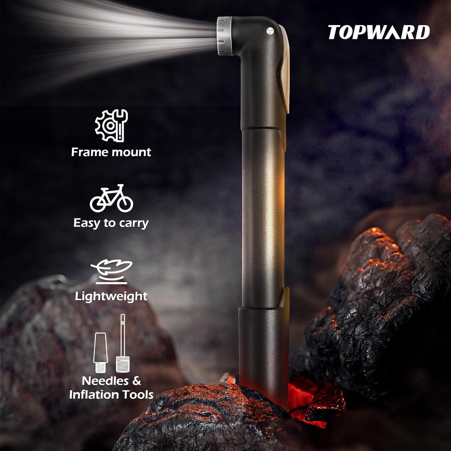 Mini Bike Pump with Mounting Bracket - Fits Presta & Schrader Valves, Portable Hand Pump for Road and Mountain Bicycles, Includes Football Pump Needles and Inflatable Accessories