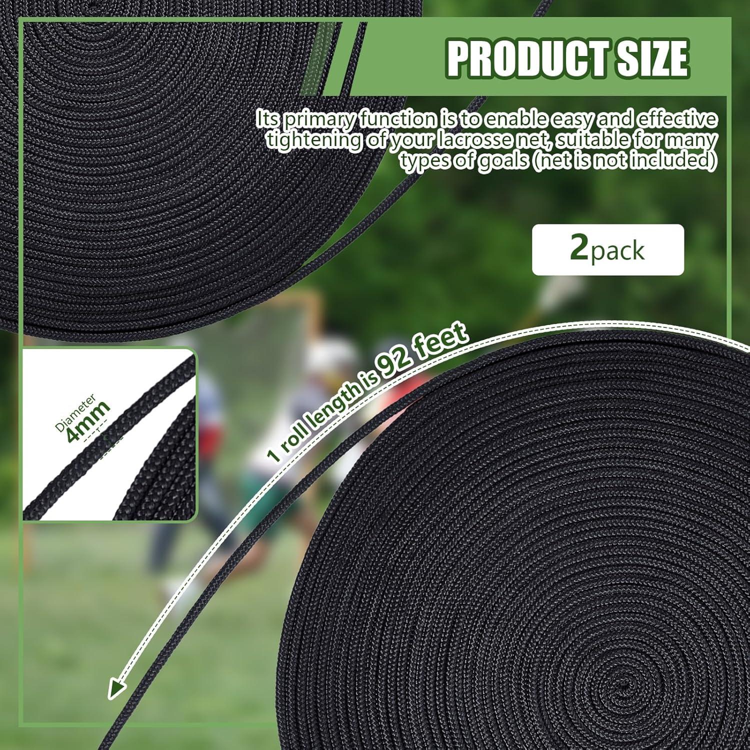 Cordón de Red de Lacrosse Wowangce 28m x 4mm Negro - 2 Pcs