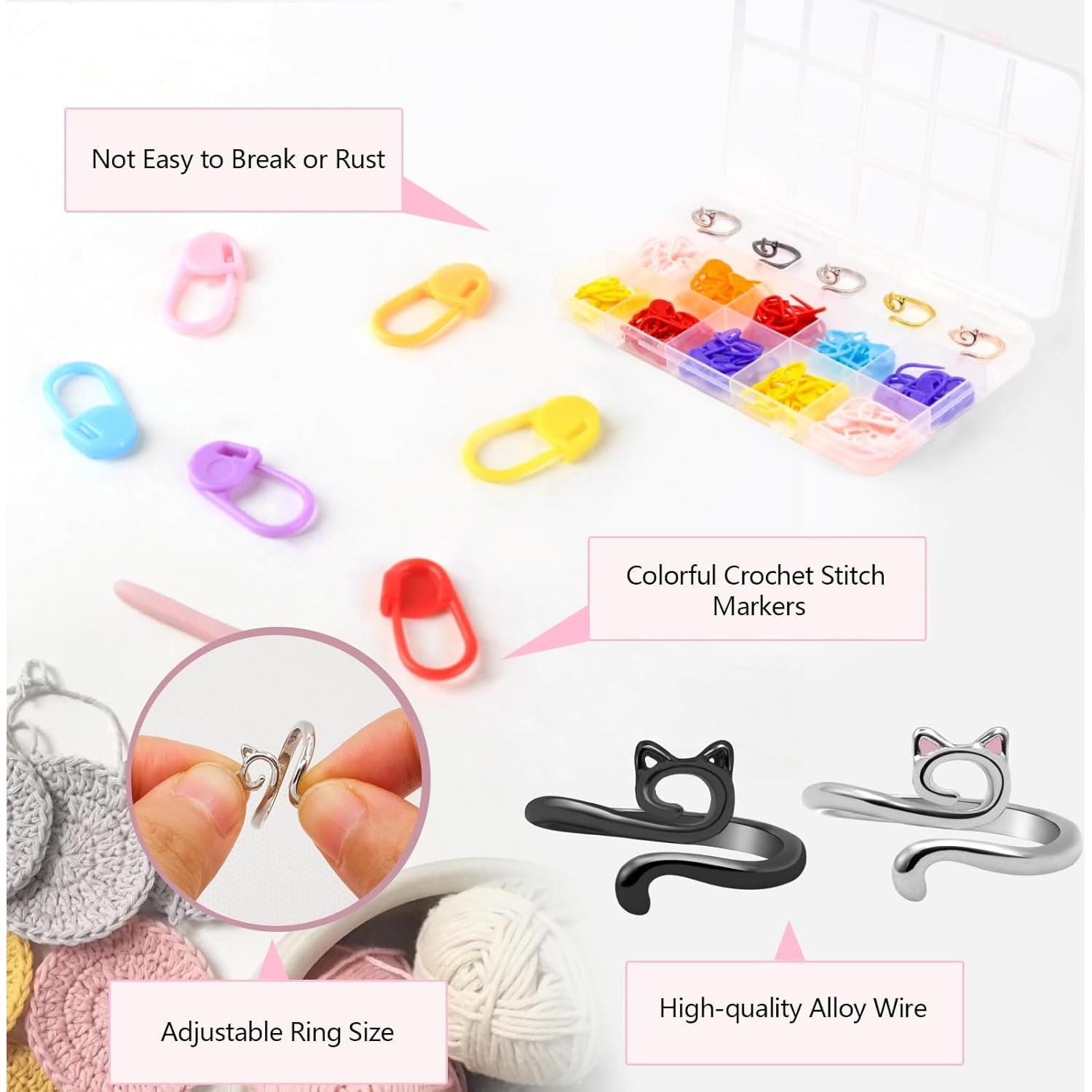 Kit de Anillos de Crochet LBU con 100 Marcadores de Puntos