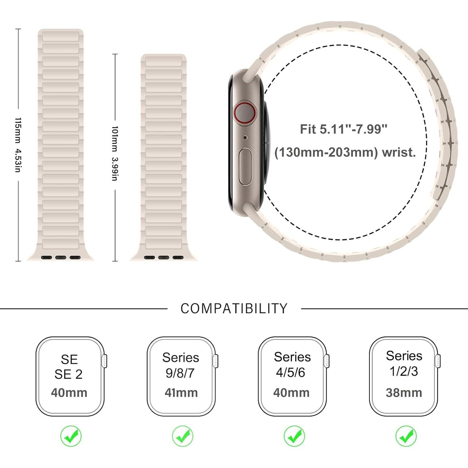 Banda Magnética Silicona Suave Beige para Apple Watch 38-41mm