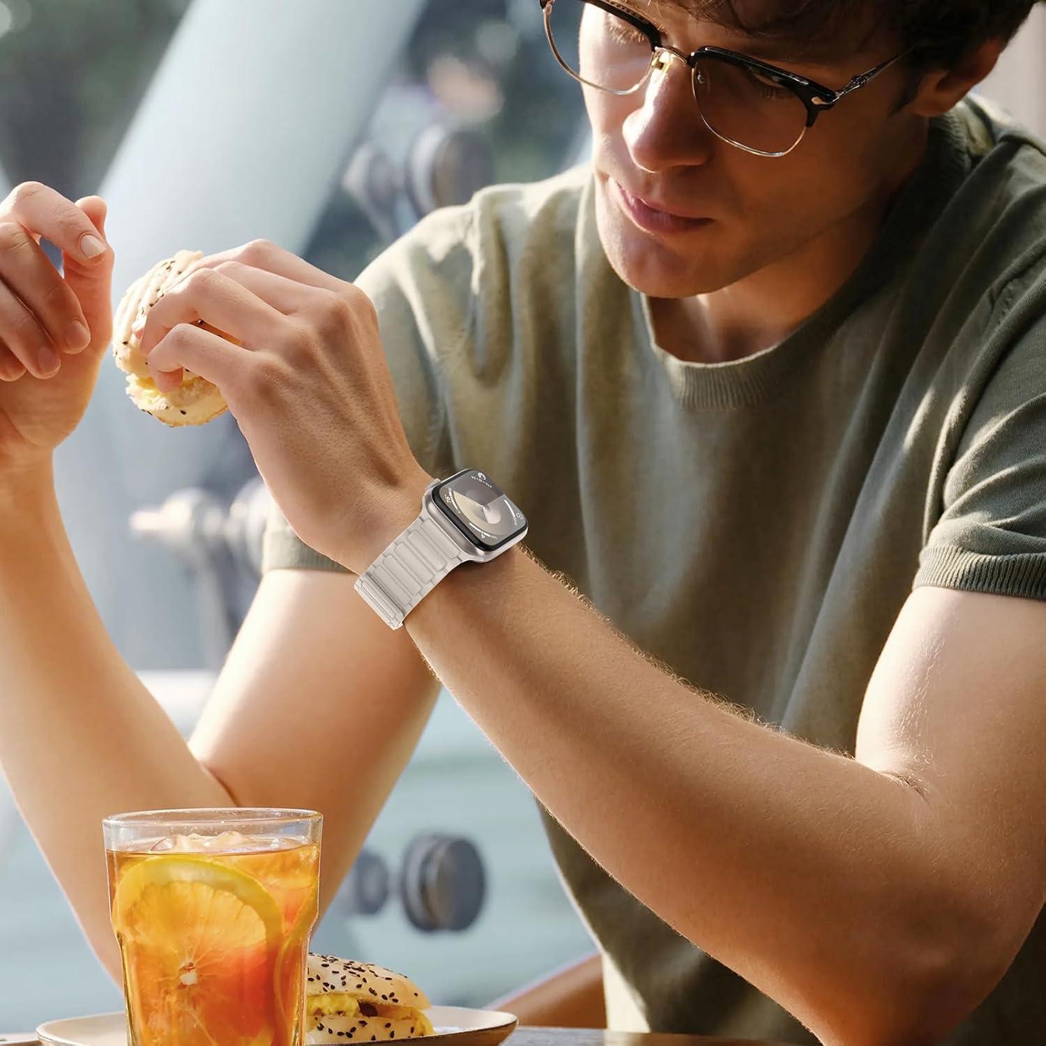 Banda Magnética Silicona Suave Beige para Apple Watch 38-41mm