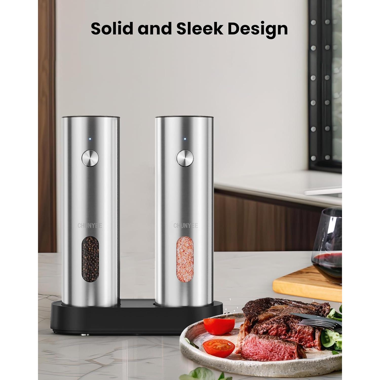 Juego de Molinillos Eléctricos de Sal y Pimienta Chunyee 105g