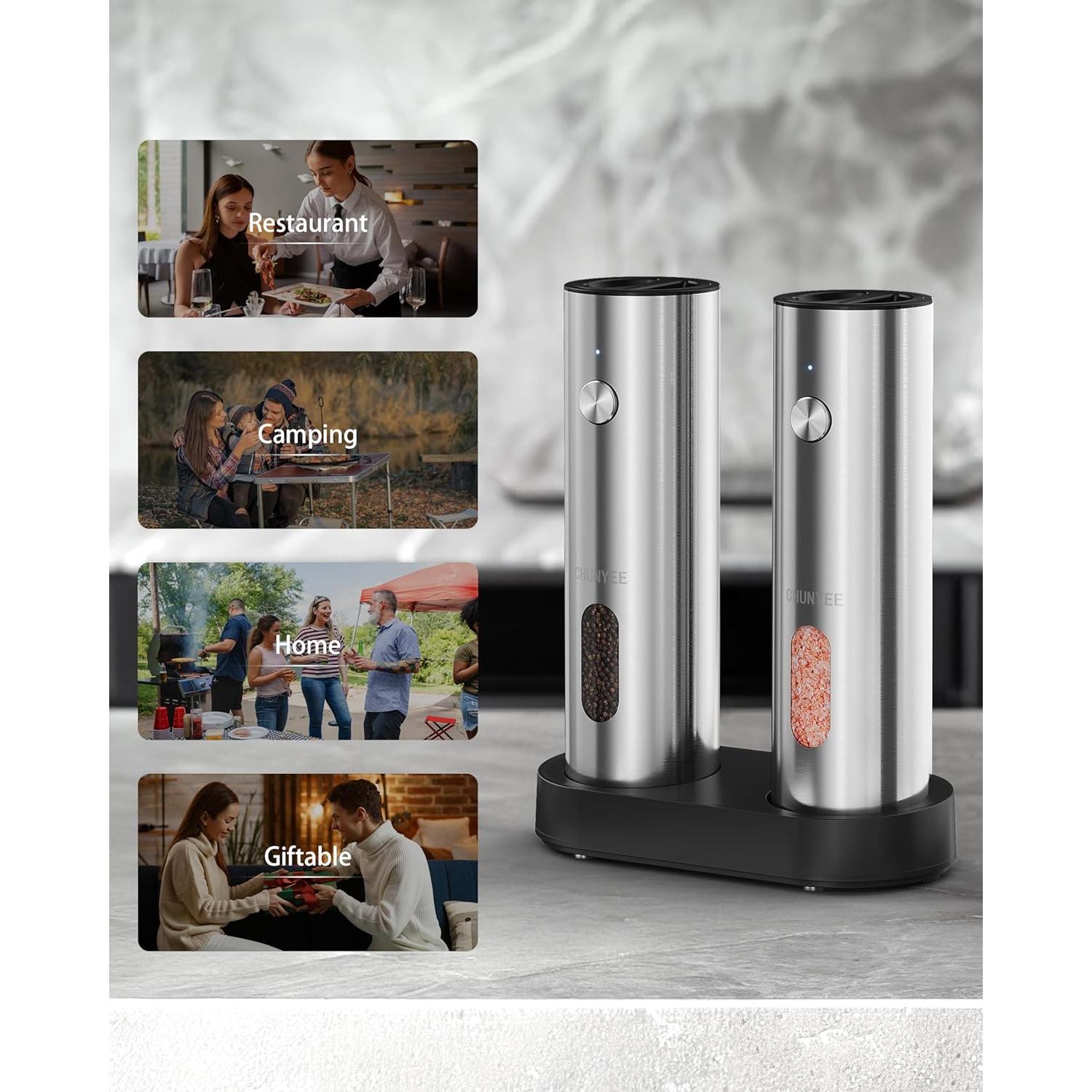 Juego de Molinillos Eléctricos de Sal y Pimienta Chunyee 105g