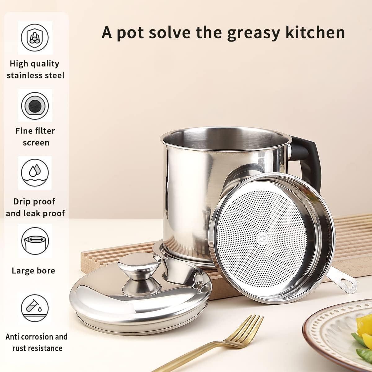 Contenedor de Grasa de Tocino Genérico 1.3L con Colador y Espátula