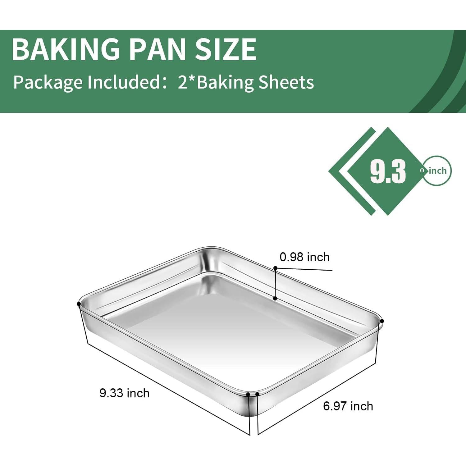 Juego de 2 Bandejas para Hornear HKJ Chef Acero Inoxidable 23.66x17.65cm