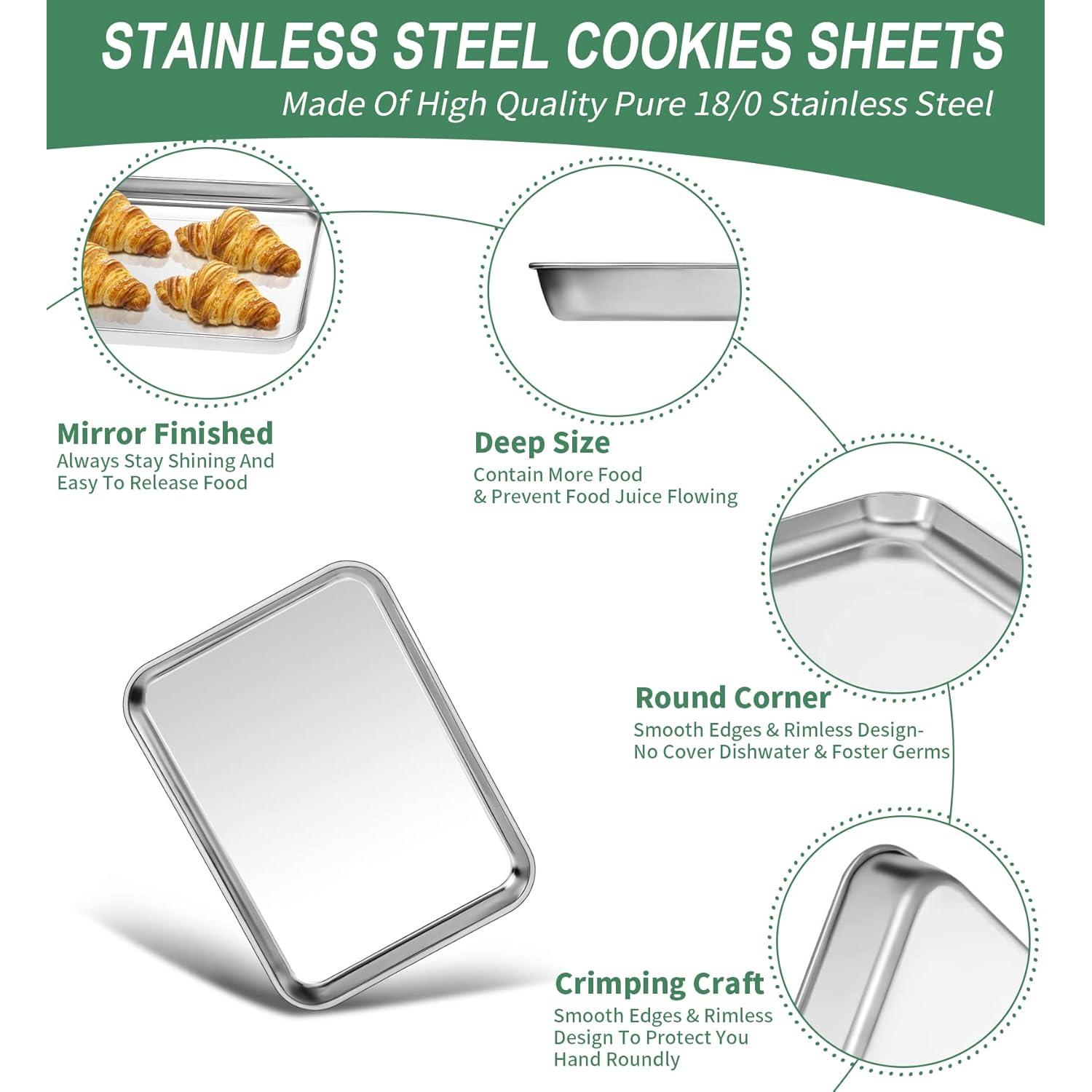 Juego de 2 Bandejas para Hornear HKJ Chef Acero Inoxidable 23.66x17.65cm