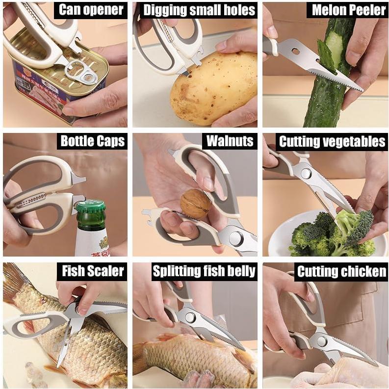 Tijeras de Cocina Multifuncionales Roczipeng 2 Pcs Verde y Azul