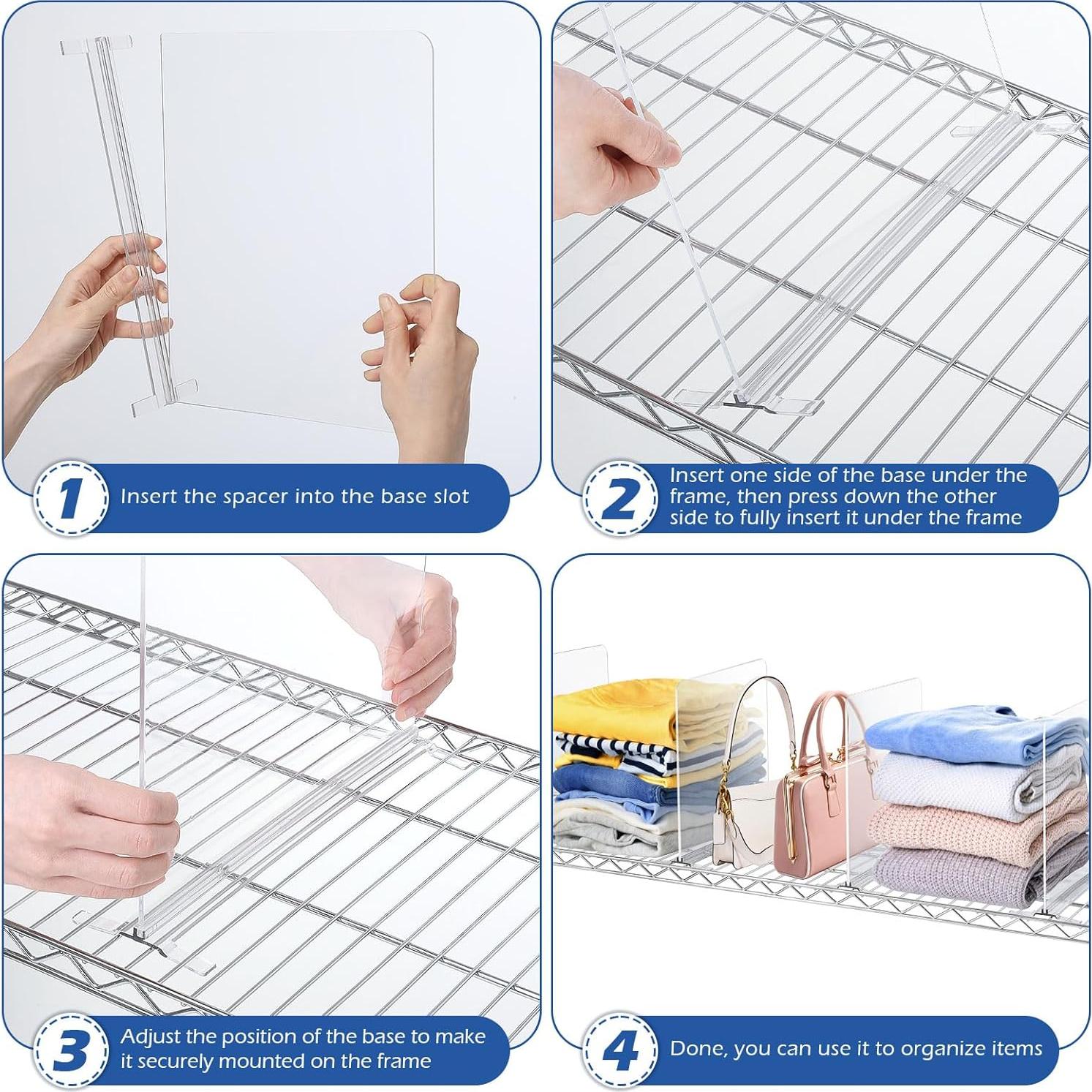 Divisores de Estante de Acrílico Hanaoyo 28.4x22.4 cm - 4 Piezas