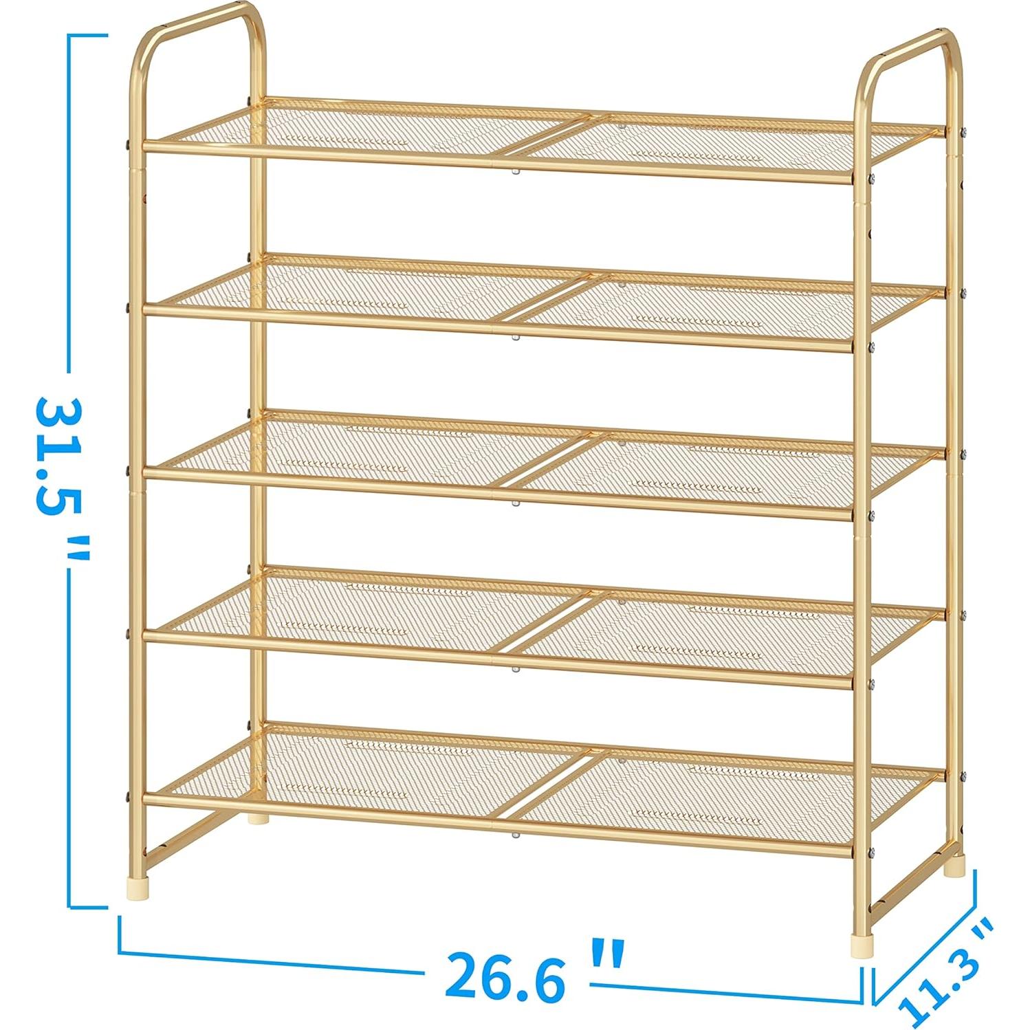 Estante para zapatos apilable 5 niveles Simple Trending dorado