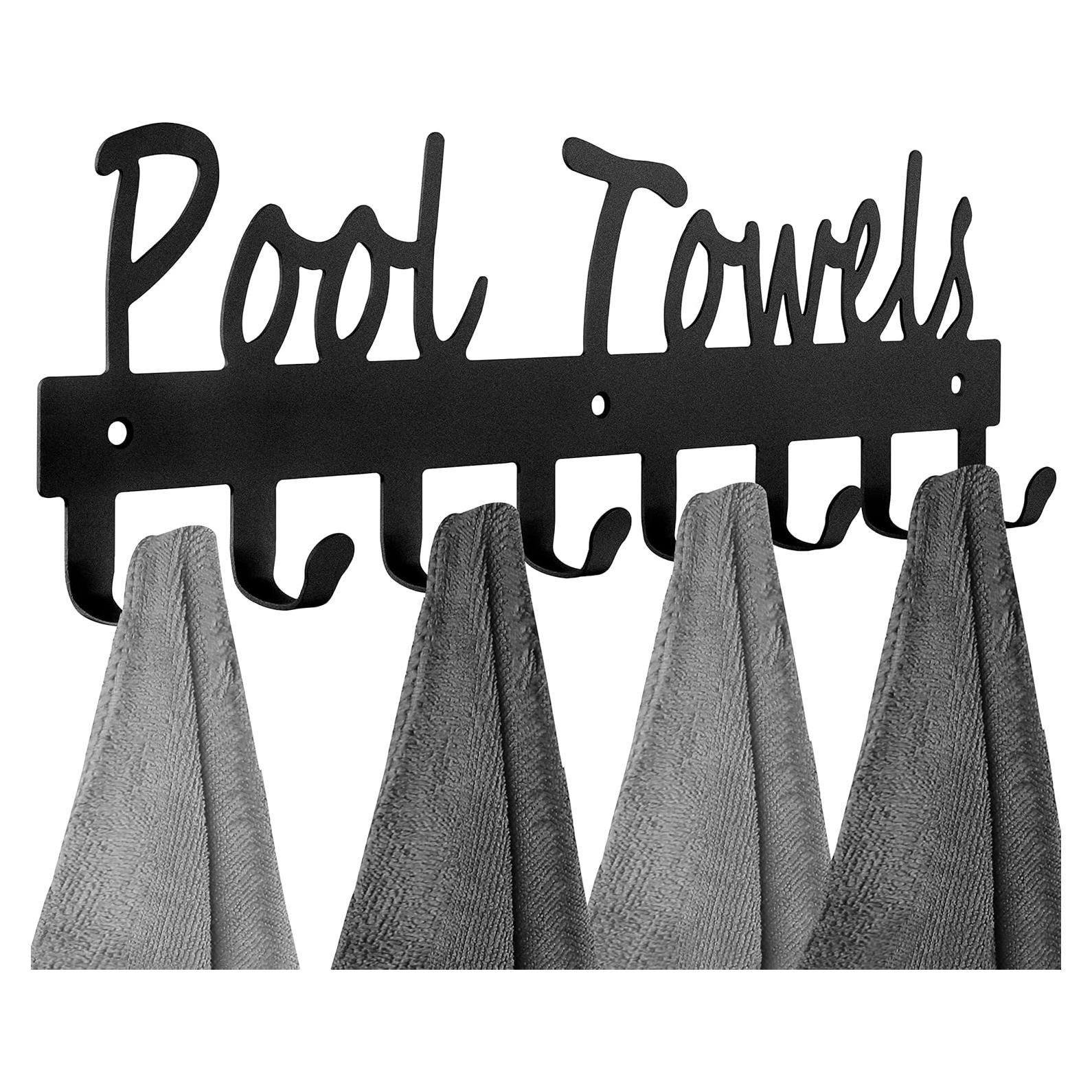 Ganchos para Toallas de Piscina Topspeeder 8 Ganchos Acero Negro