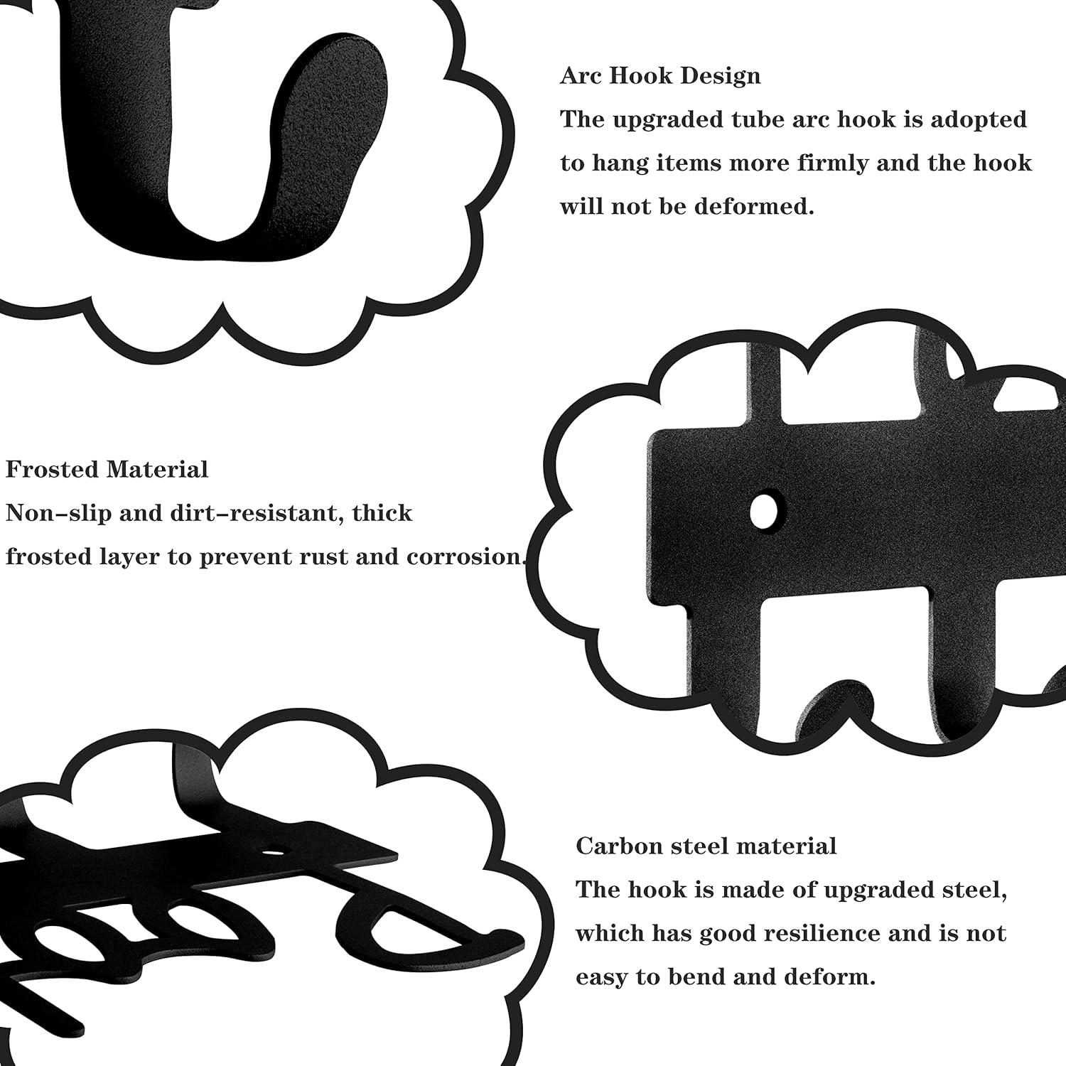 Ganchos para Toallas de Piscina Topspeeder 8 Ganchos Acero Negro