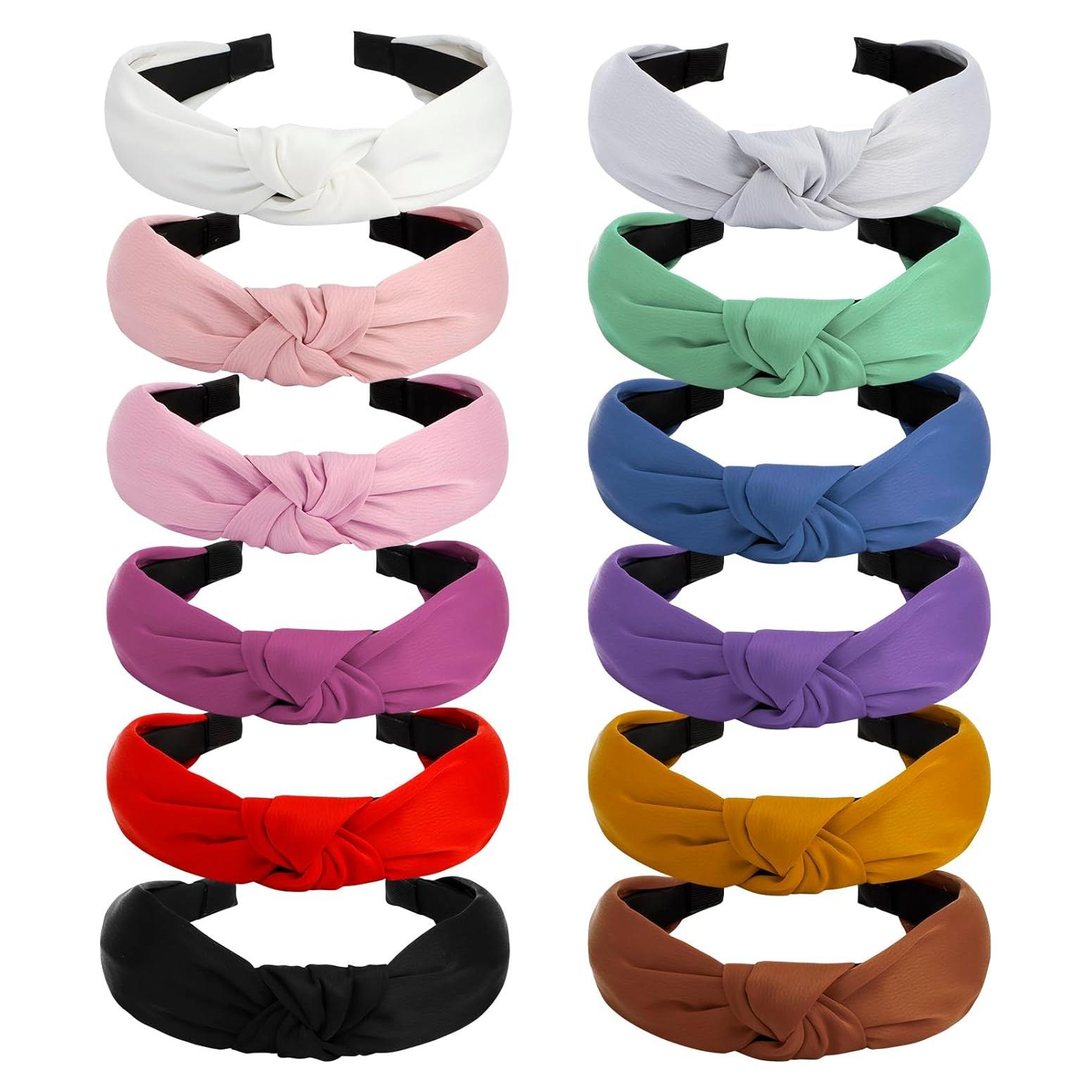 Paquete de 12 Diademas de Satén Antideslizantes Velscrun