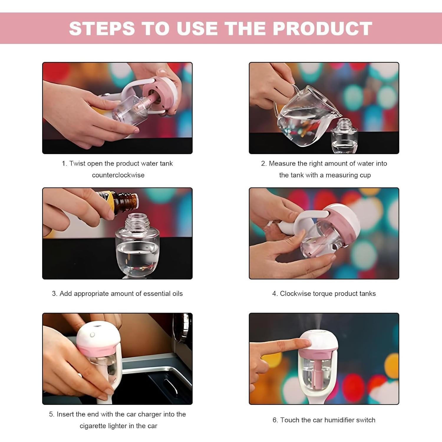 Humidificador de coche MUQIDA 50ml difusor de aceites 12V