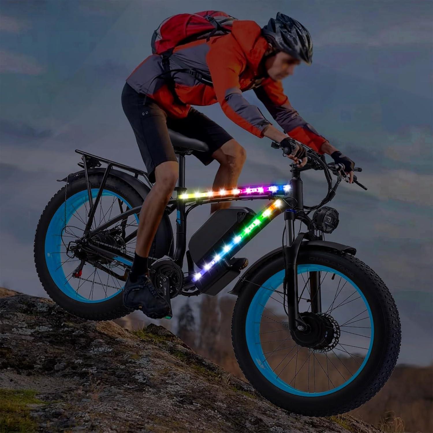 Luces LED para Bicicleta WUYXPG 2Pcs 50cm Impermeables RGB