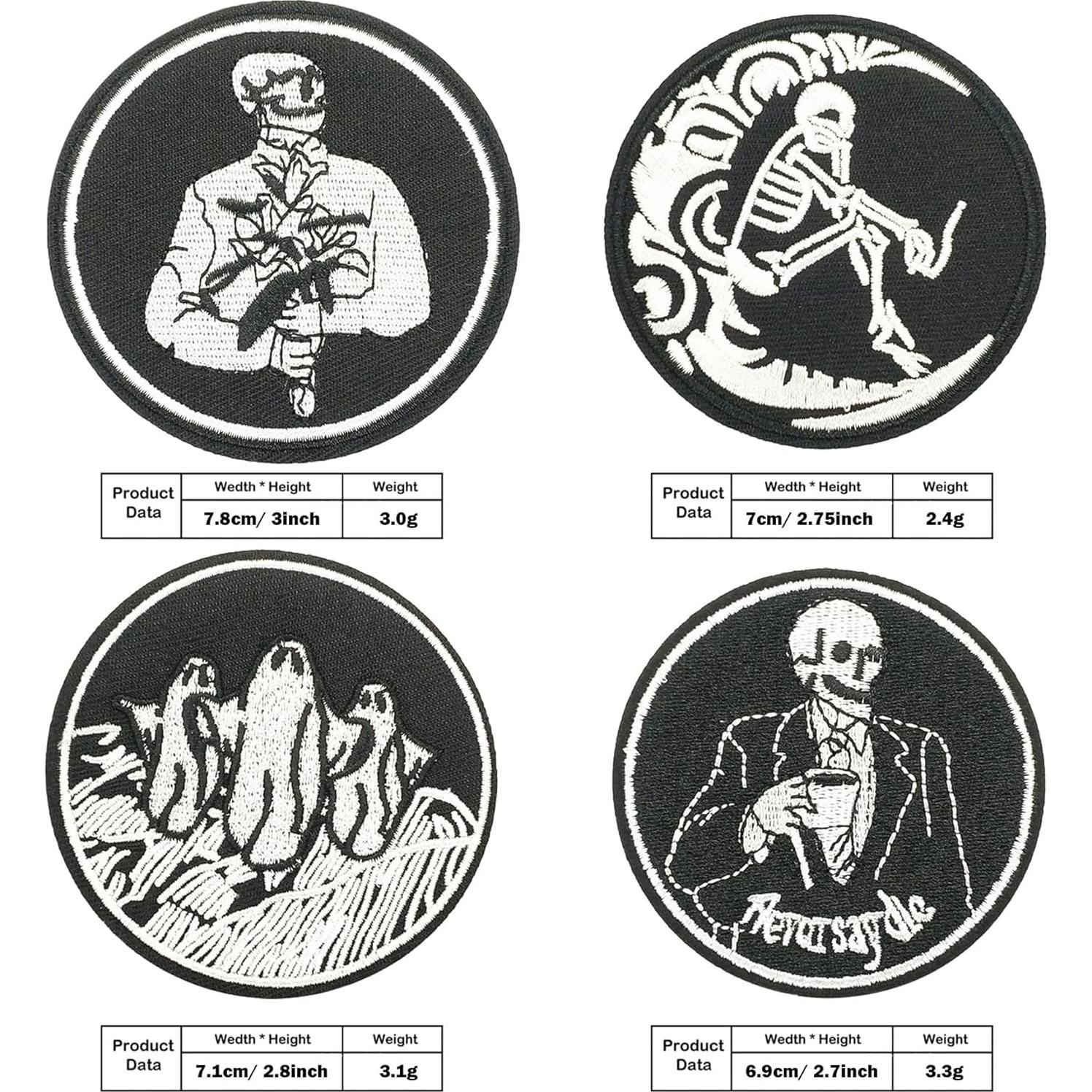 9 Parches de Planchar Bordados Attuslla Negros y Blancos