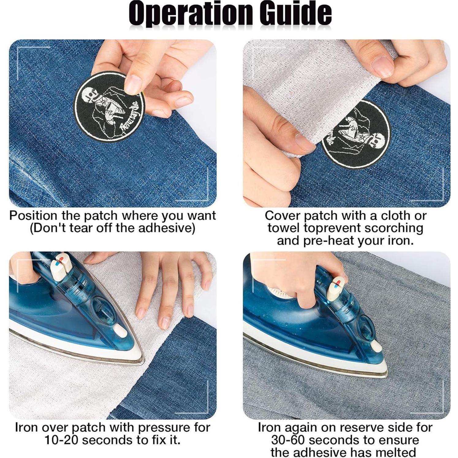 9 Parches de Planchar Bordados Attuslla Negros y Blancos