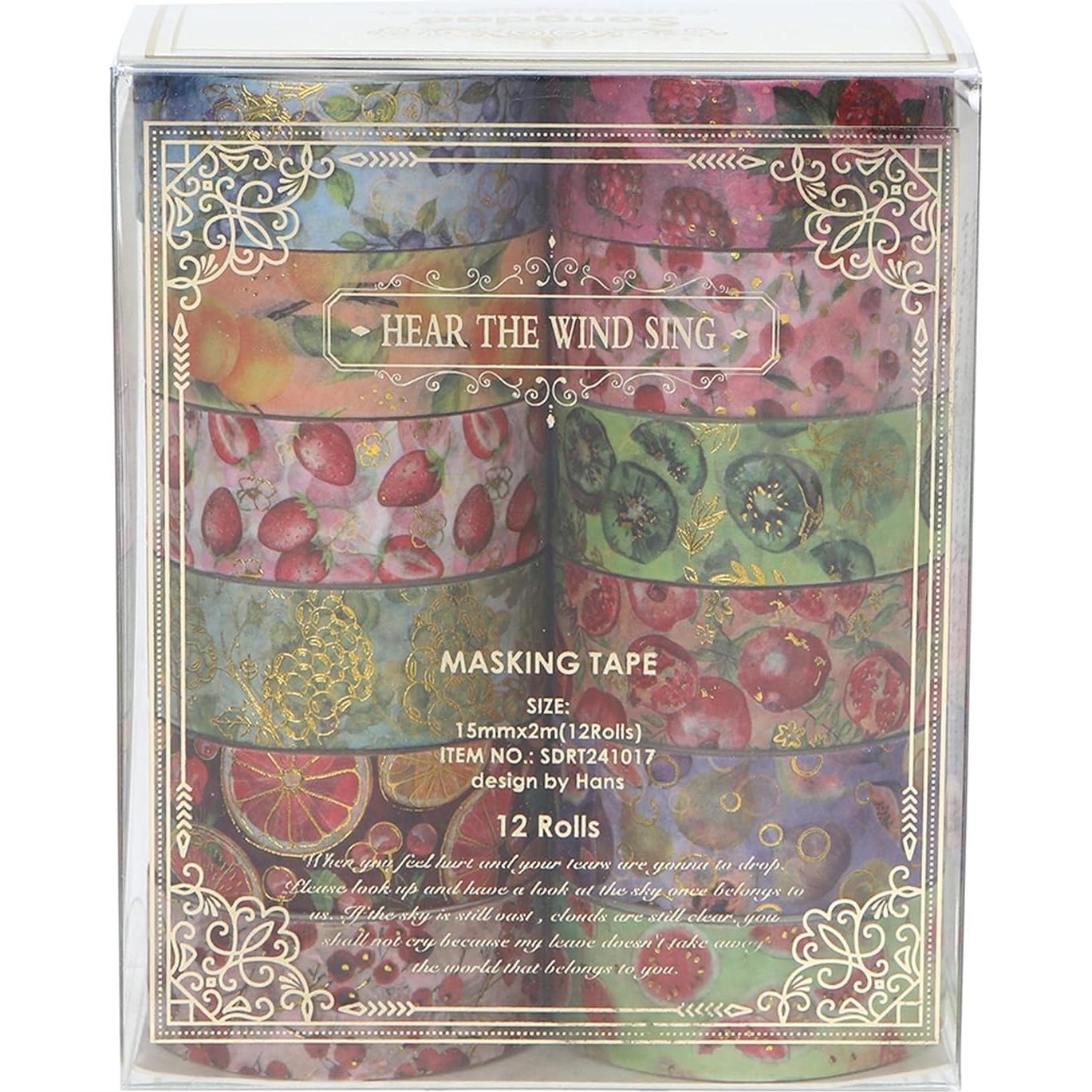 12 Rollos de Cinta Washi Songdao Fiesta de Frutas 2m x 15mm