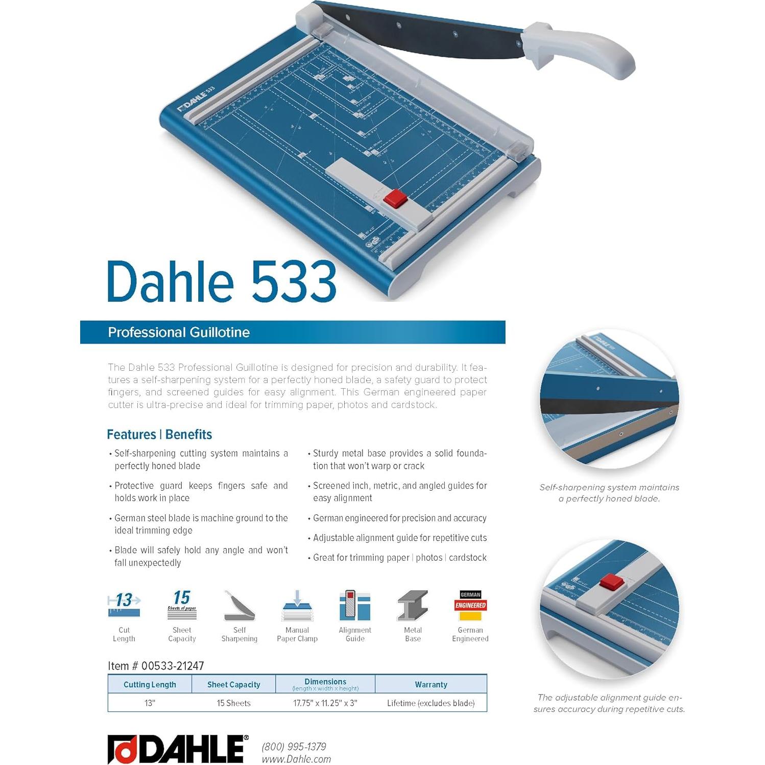 Guillotina Profesional Dahle 33 cm, 15 Hojas, Acero Alemán