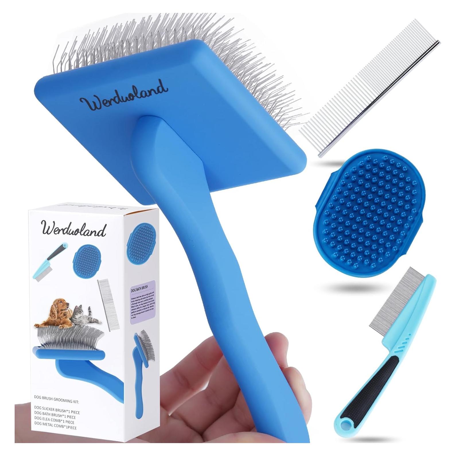 Cepillo Desenredante Ergonómico para Perros Werduoland Azul