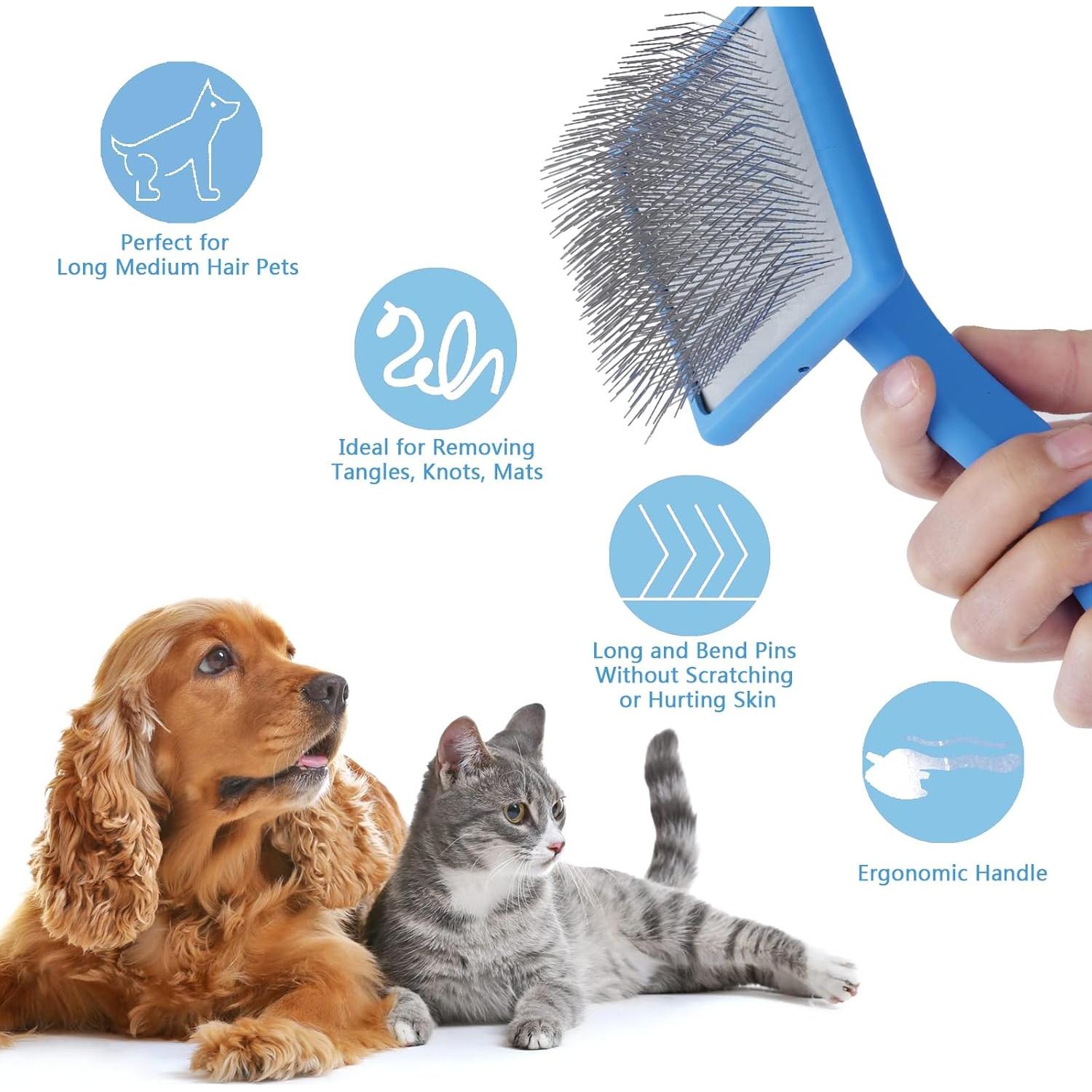 Cepillo Desenredante Ergonómico para Perros Werduoland Azul