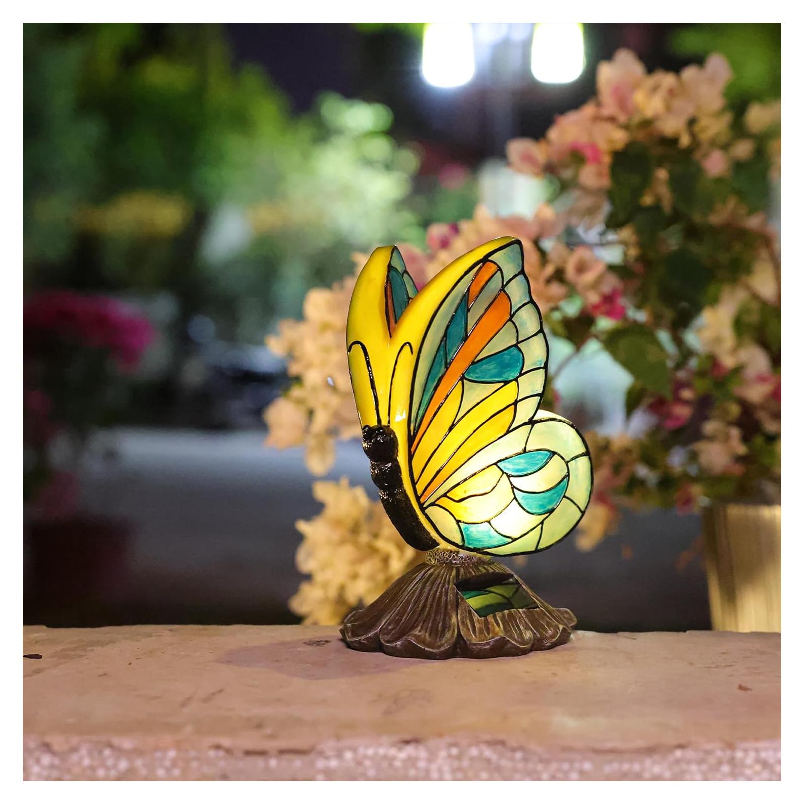 Estatua de Jardín Mariposa Solar Rezpuao 22 cm Resina LED