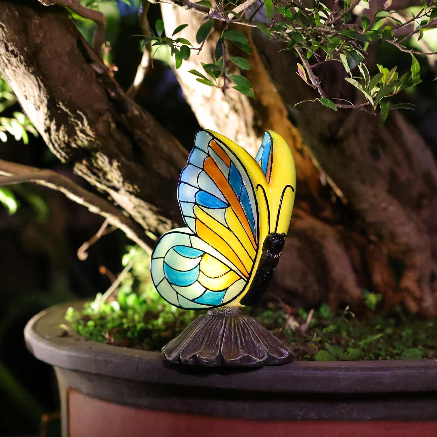 Estatua de Jardín Mariposa Solar Rezpuao 22 cm Resina LED
