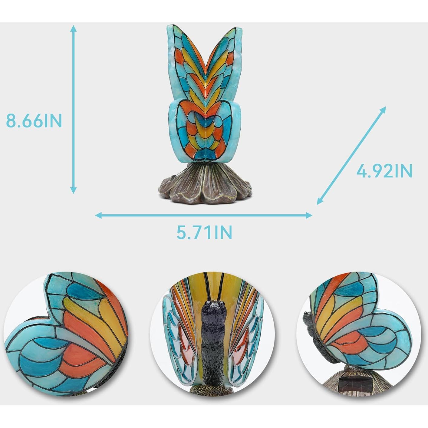 Estatua de Jardín Mariposa Solar Rezpuao 22 cm Resina LED