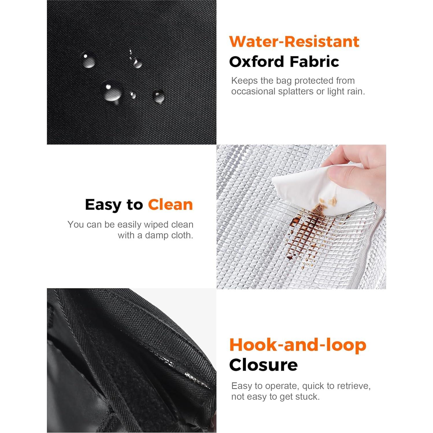 Bolsa Térmica Fmeida Negra 6.75L con Bolsillos para Almuerzo