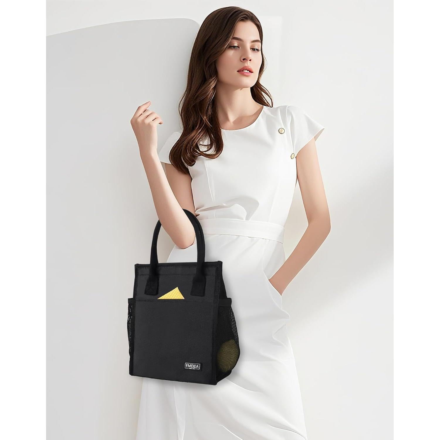 Bolsa Térmica Fmeida Negra 6.75L con Bolsillos para Almuerzo