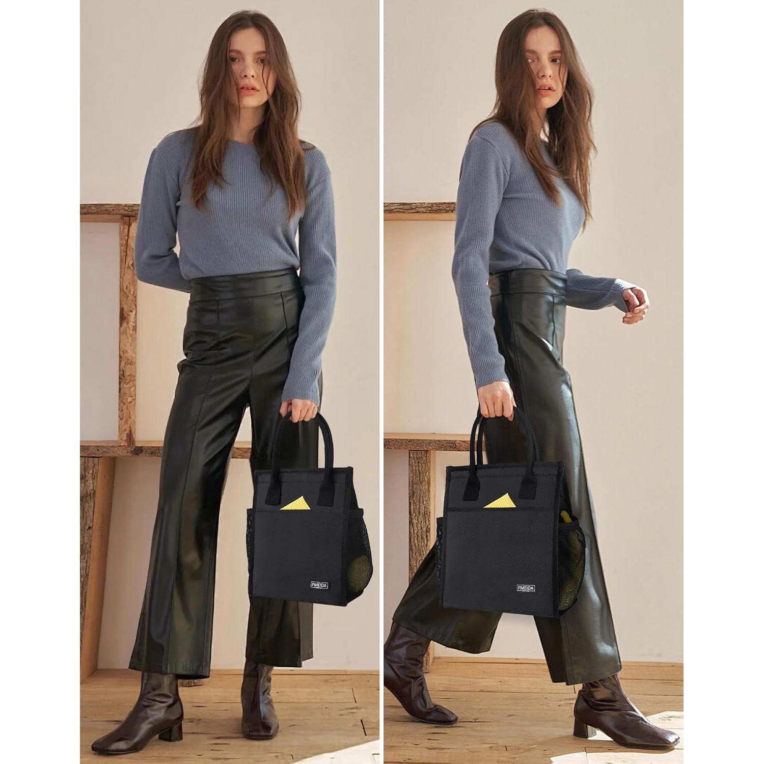 Bolsa Térmica Fmeida Negra 6.75L con Bolsillos para Almuerzo