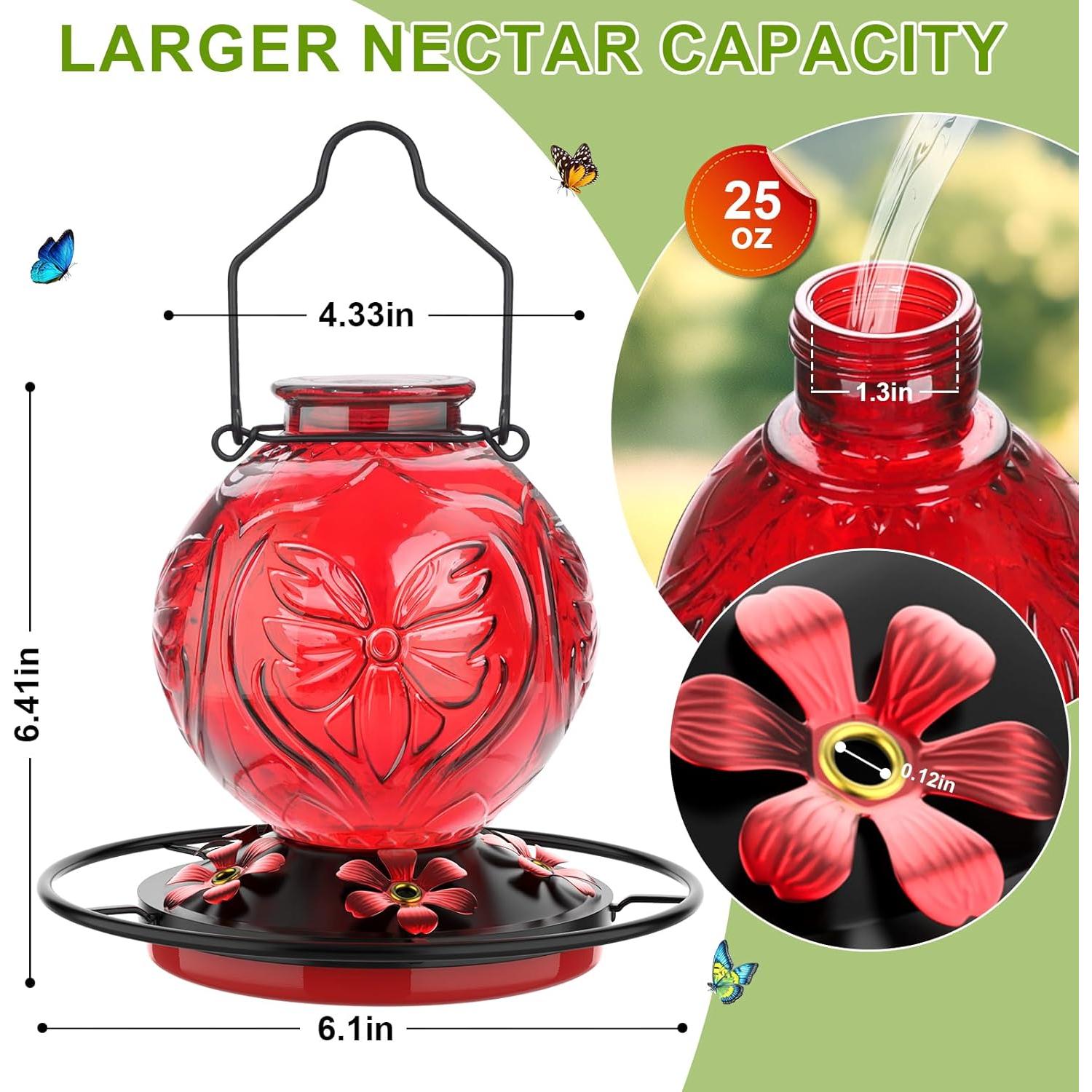 Alimentador de Colibríes de Vidrio Grete Gotye 0.74L Rojo